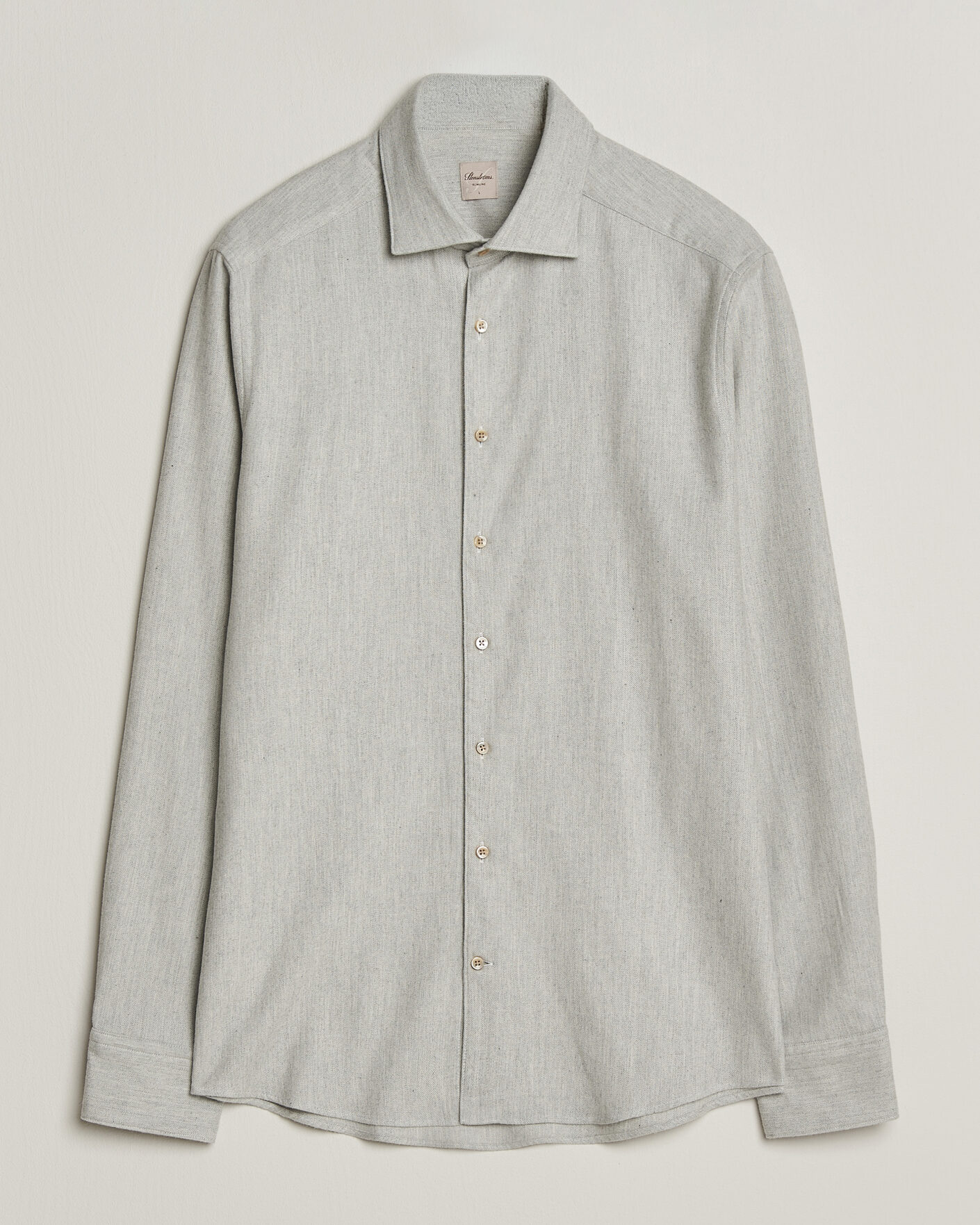 Mies | Kauluspaidat | Stenströms | Slimline Flannel Shirt Light Grey