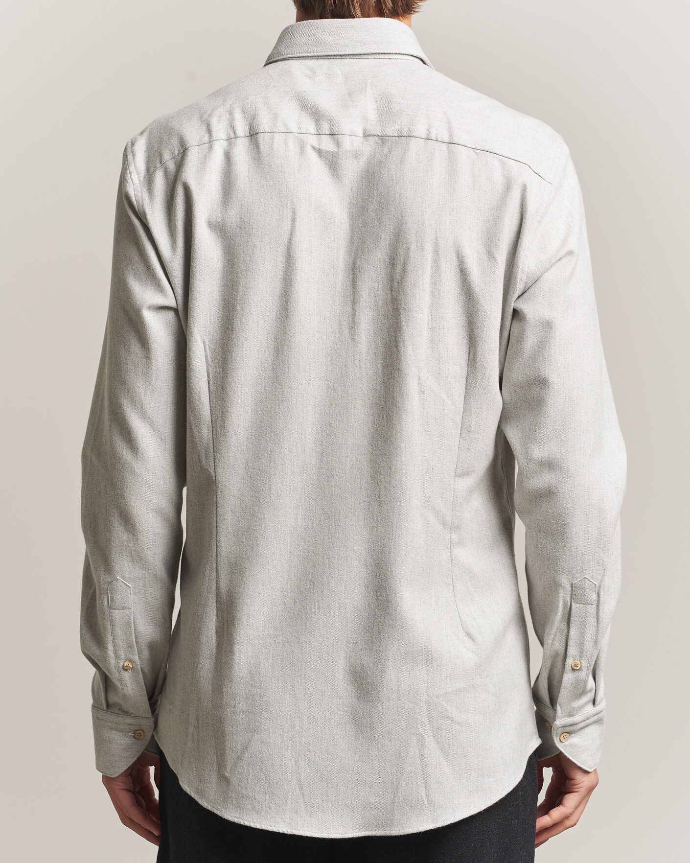 Mies | Kauluspaidat | Stenströms | Slimline Flannel Shirt Light Grey