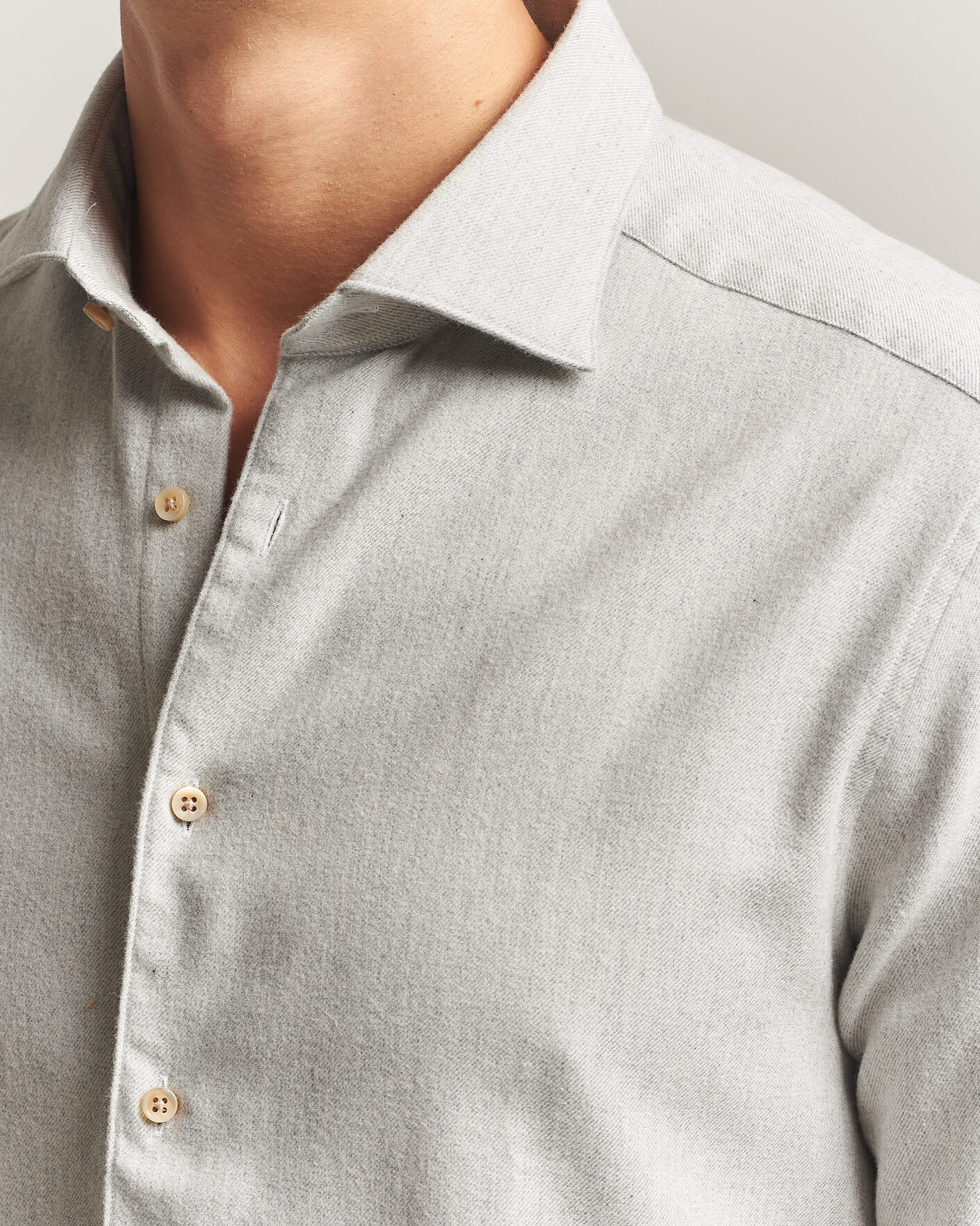 Mies | Kauluspaidat | Stenströms | Slimline Flannel Shirt Light Grey