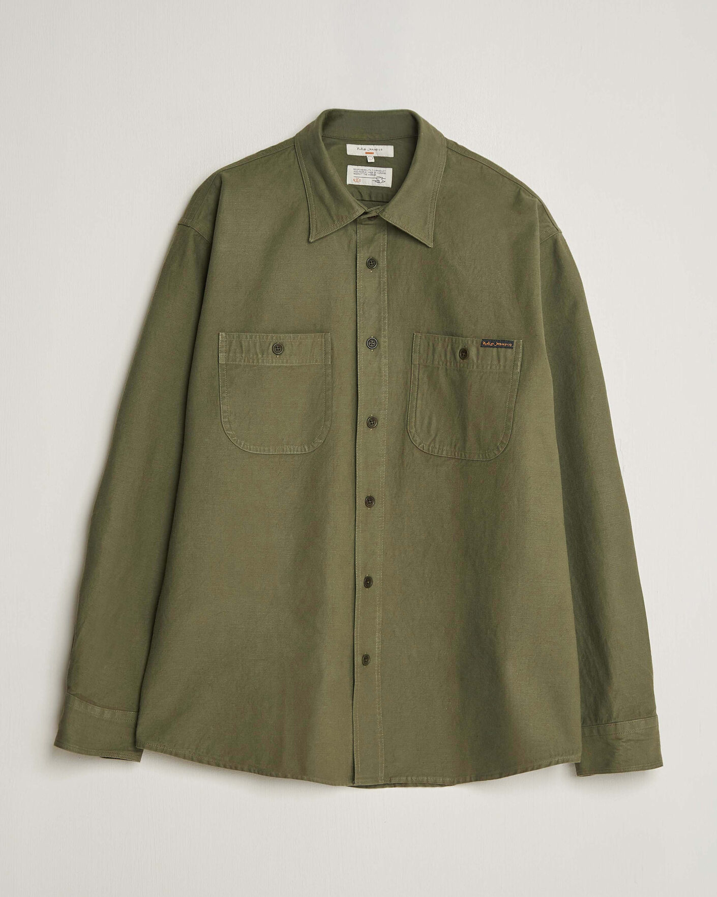 Mies | Kauluspaidat | Nudie Jeans | Julian Worker Shirt Olive Green