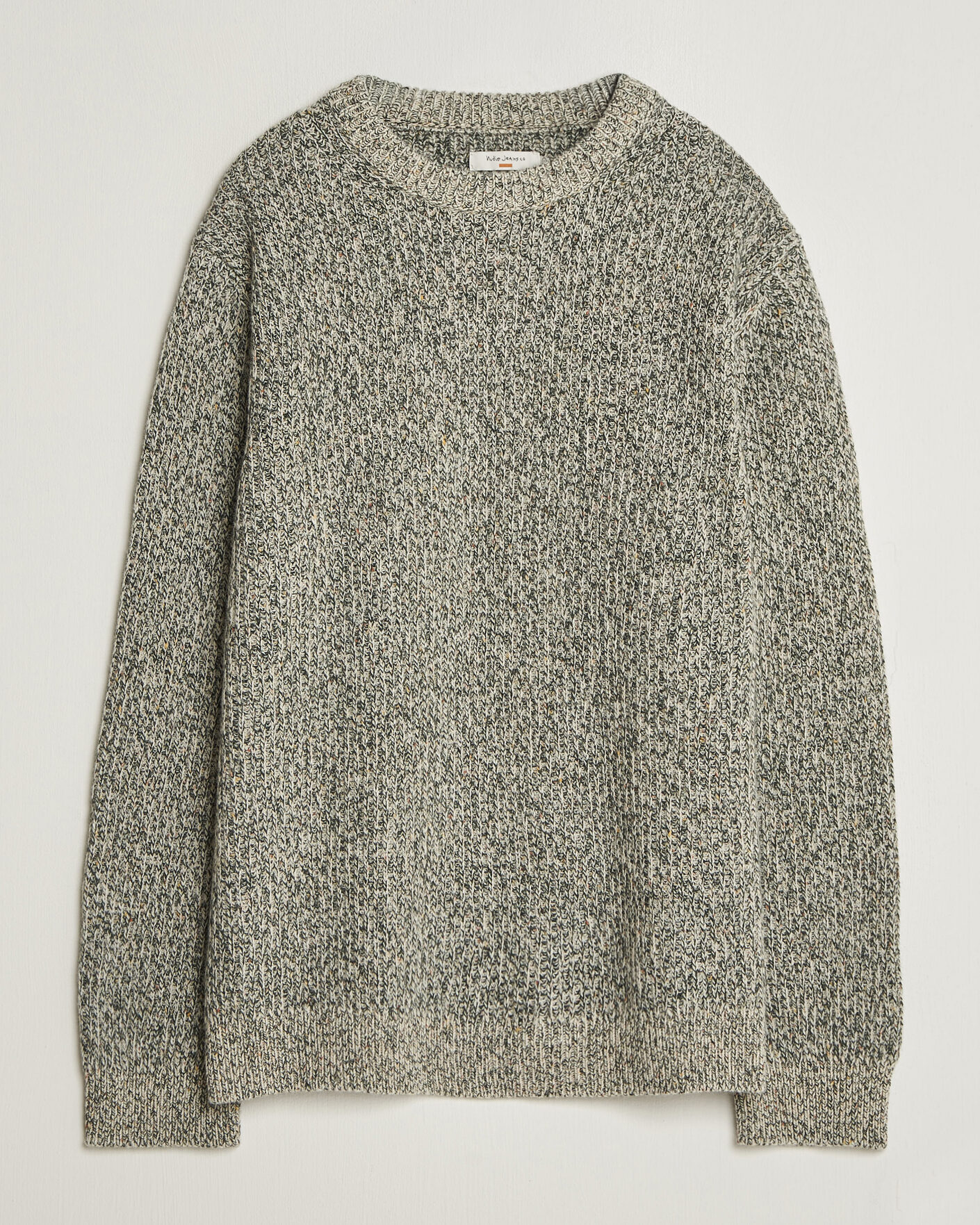 Mies | Puserot | Nudie Jeans | August Wool Rib Knitted Sweater Green Melange