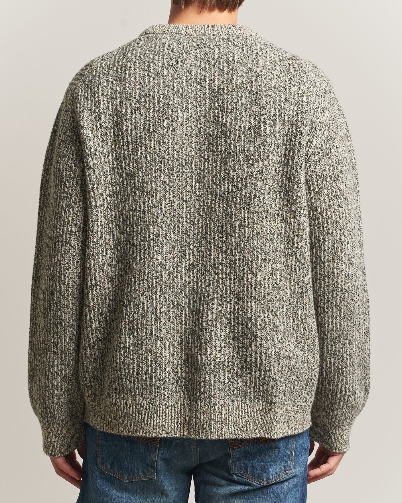 Mies | Puserot | Nudie Jeans | August Wool Rib Knitted Sweater Green Melange