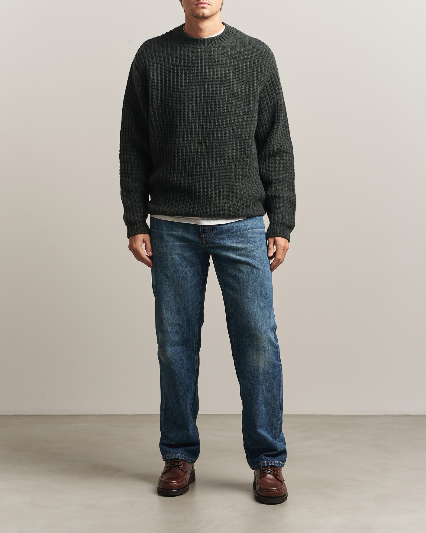 Mies | Puserot | Nudie Jeans | Gurry Chunky Knitted Sweater Racing Green
