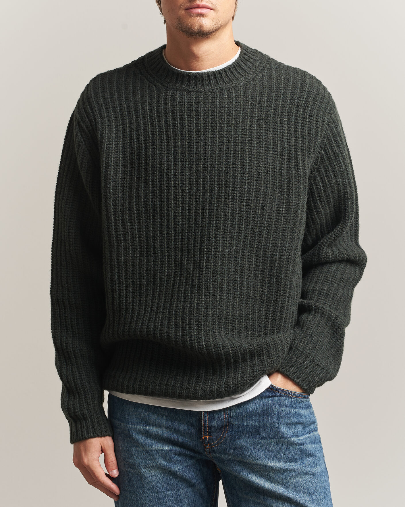 Mies | Puserot | Nudie Jeans | Gurry Chunky Knitted Sweater Racing Green