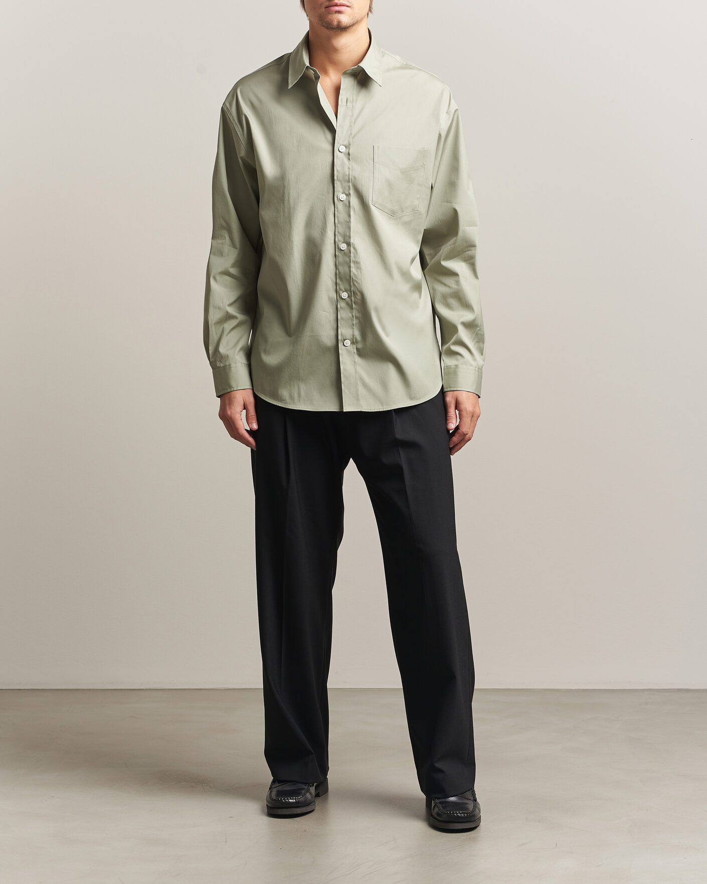 Mies | Kauluspaidat | NN07 | Skyler Relaxed Fit Supima Cotton Shirt Pale Green
