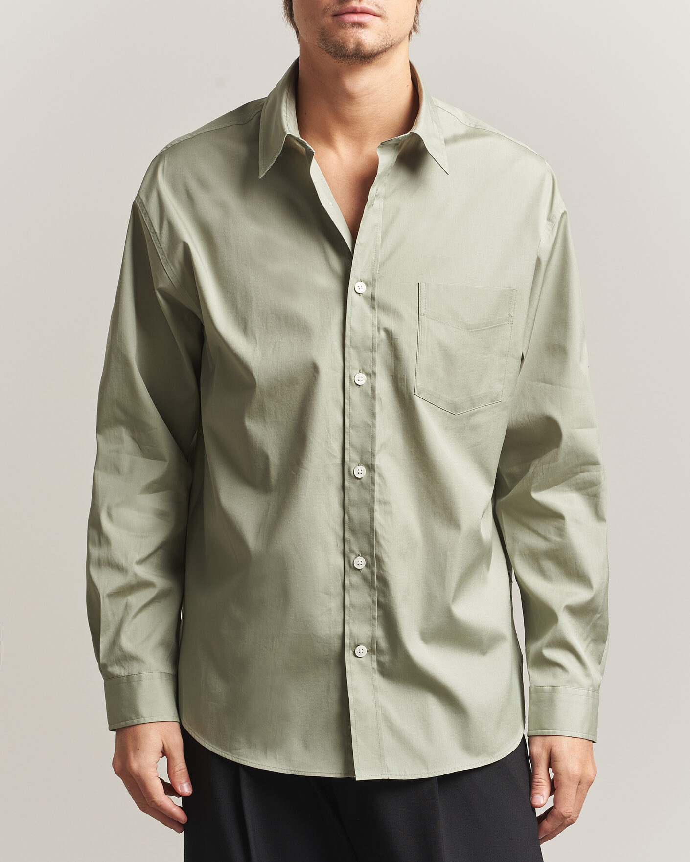 Mies | Kauluspaidat | NN07 | Skyler Relaxed Fit Supima Cotton Shirt Pale Green