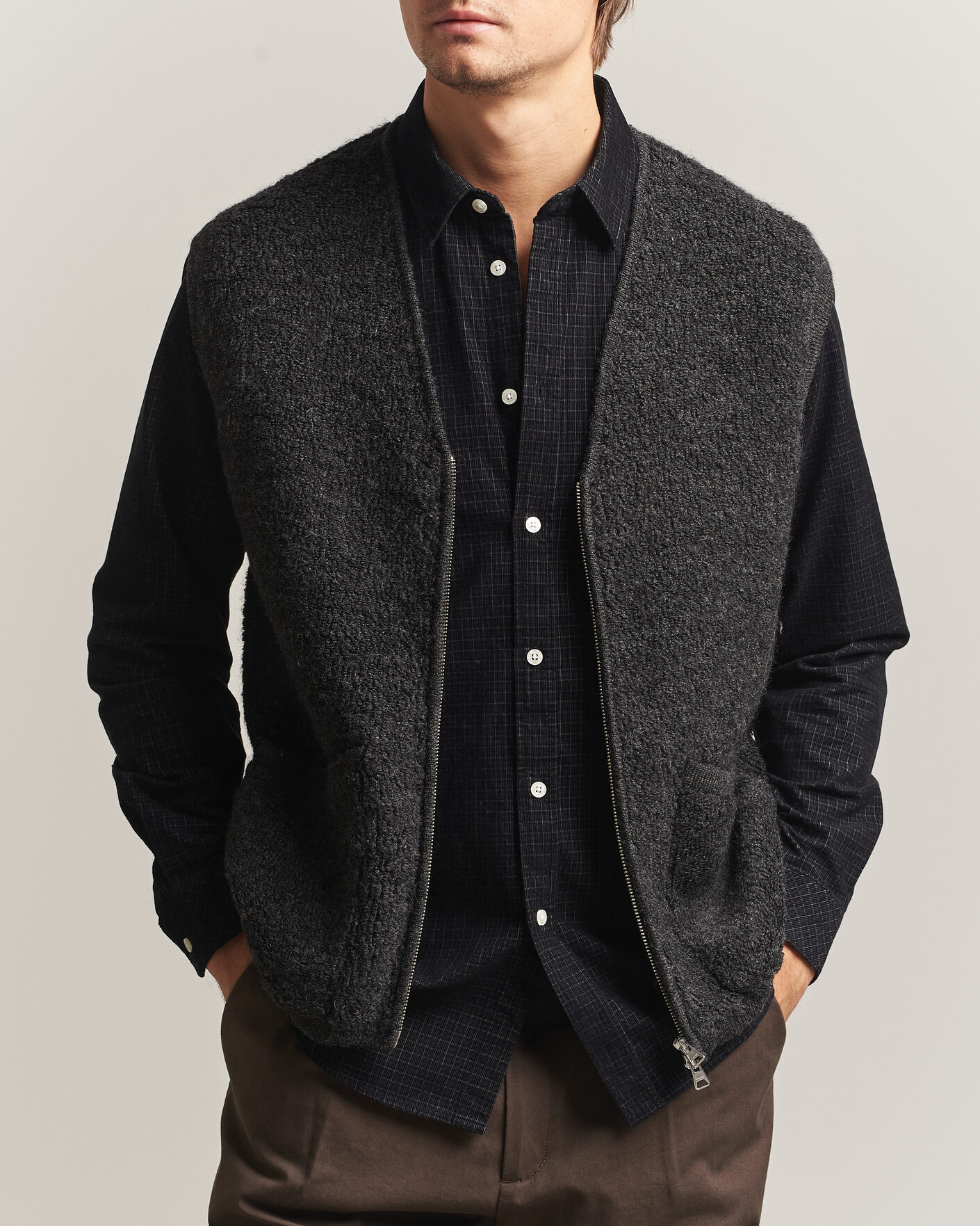 Mies | Ulkoliivit | NN07 | Mads Wool Fleece Vest Antracite Melange
