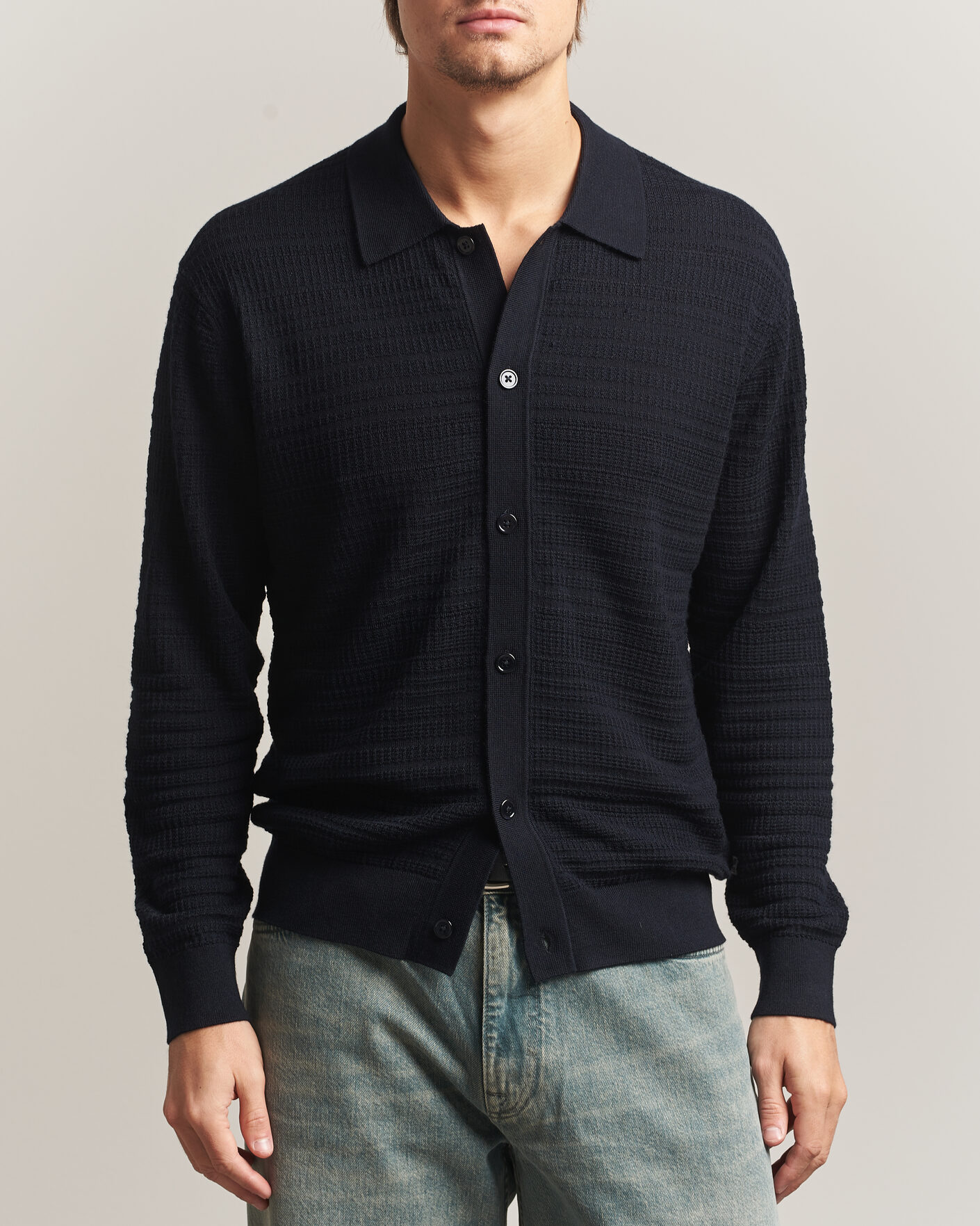 Mies | Puserot | NN07 | Nate Wool Knitted Cardigan Deep Navy