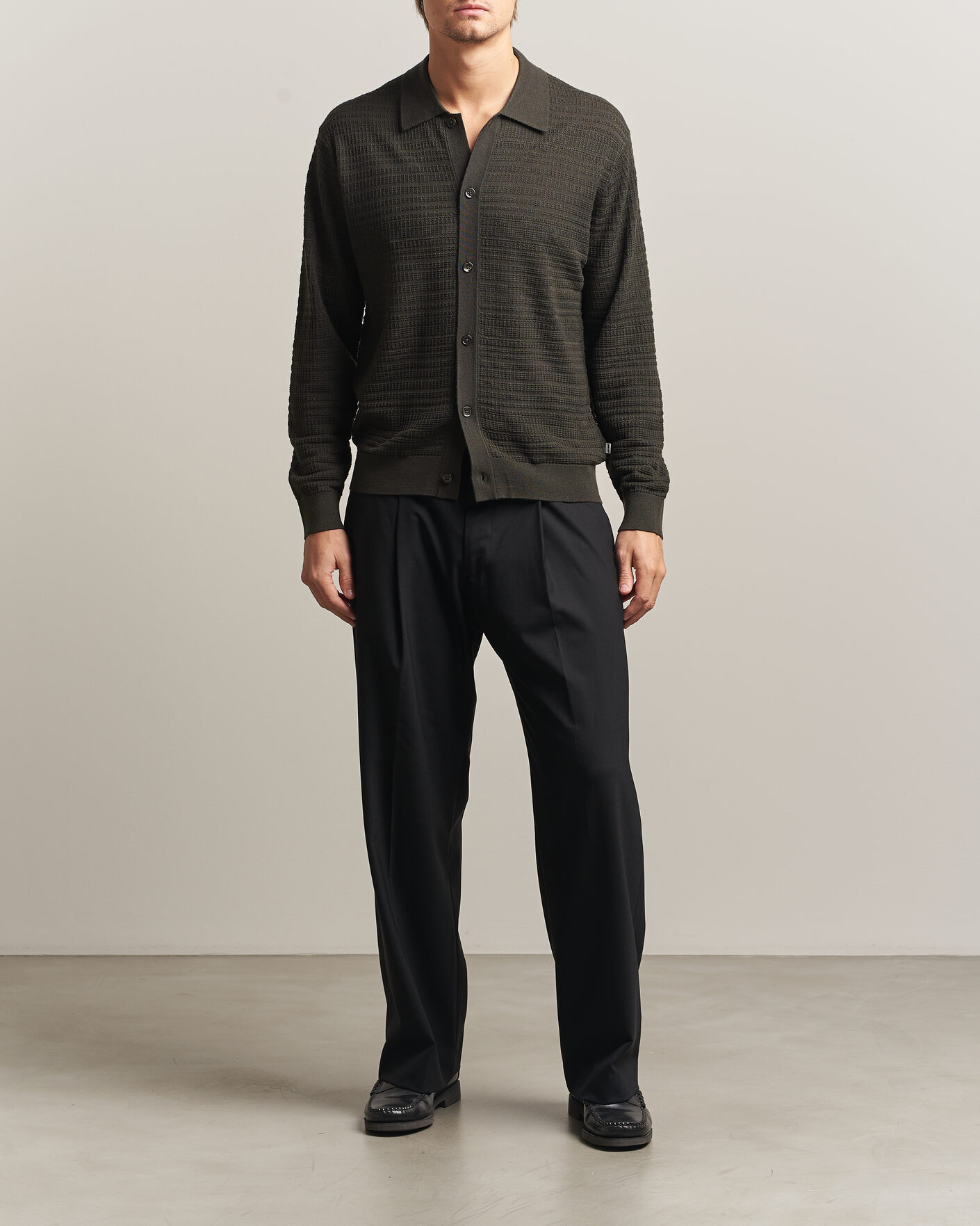 Mies | Puserot | NN07 | Nate Wool Knitted Cardigan Dark Army