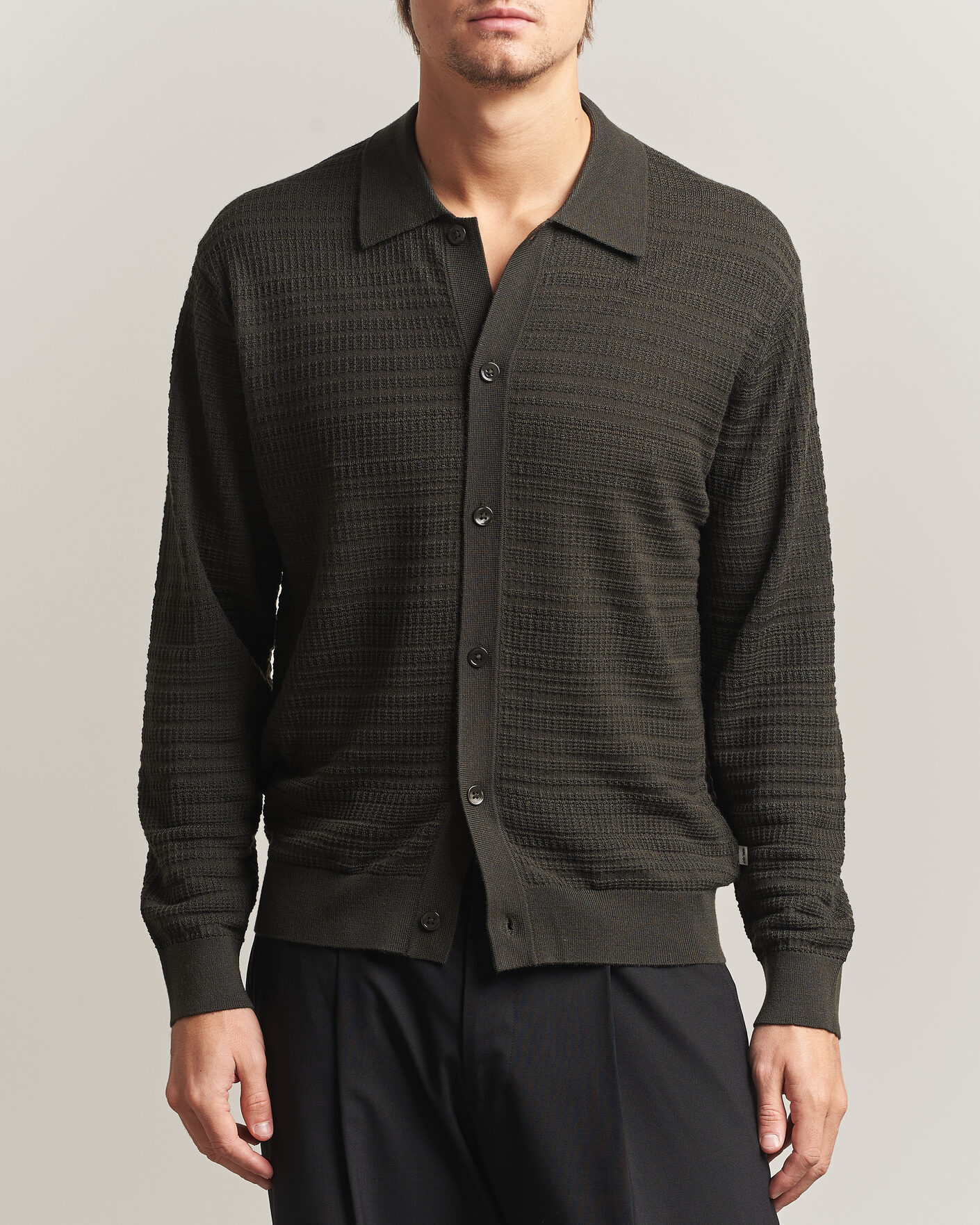 Mies | Puserot | NN07 | Nate Wool Knitted Cardigan Dark Army
