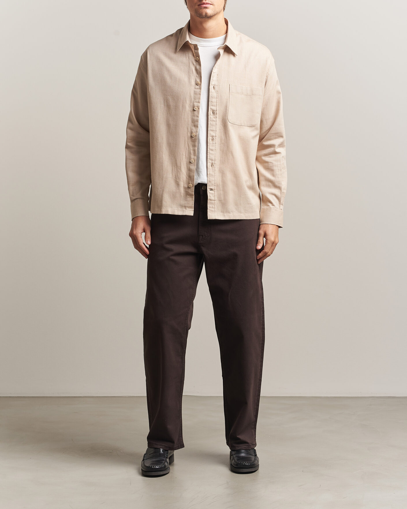 Mies | Kauluspaidat | NN07 | Deon Brushed Light Flannel Shirt Desert Khaki