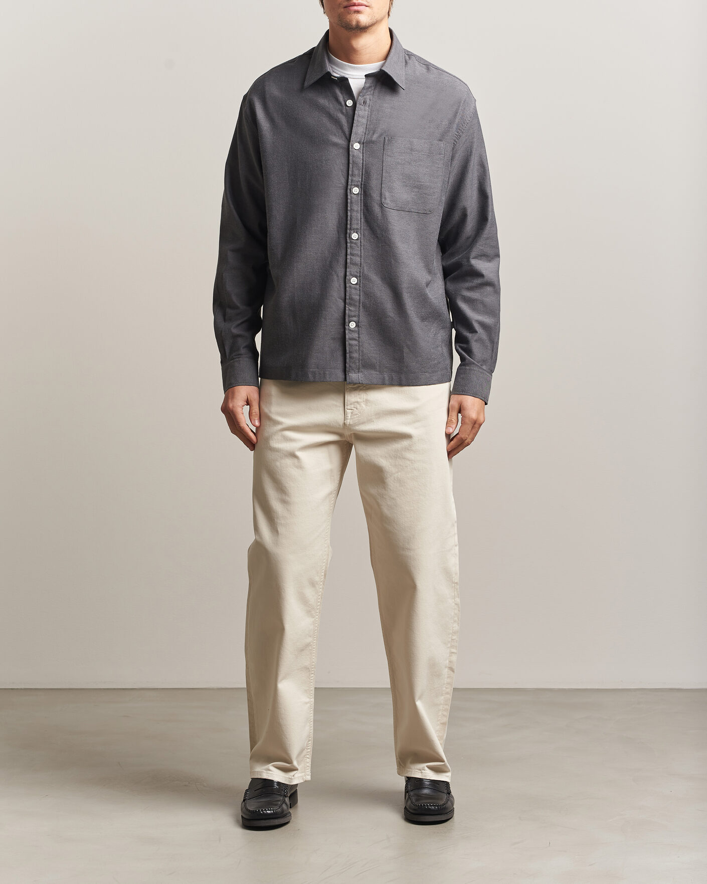 Mies | Kauluspaidat | NN07 | Deon Brushed Light Flannel Shirt Dark Grey