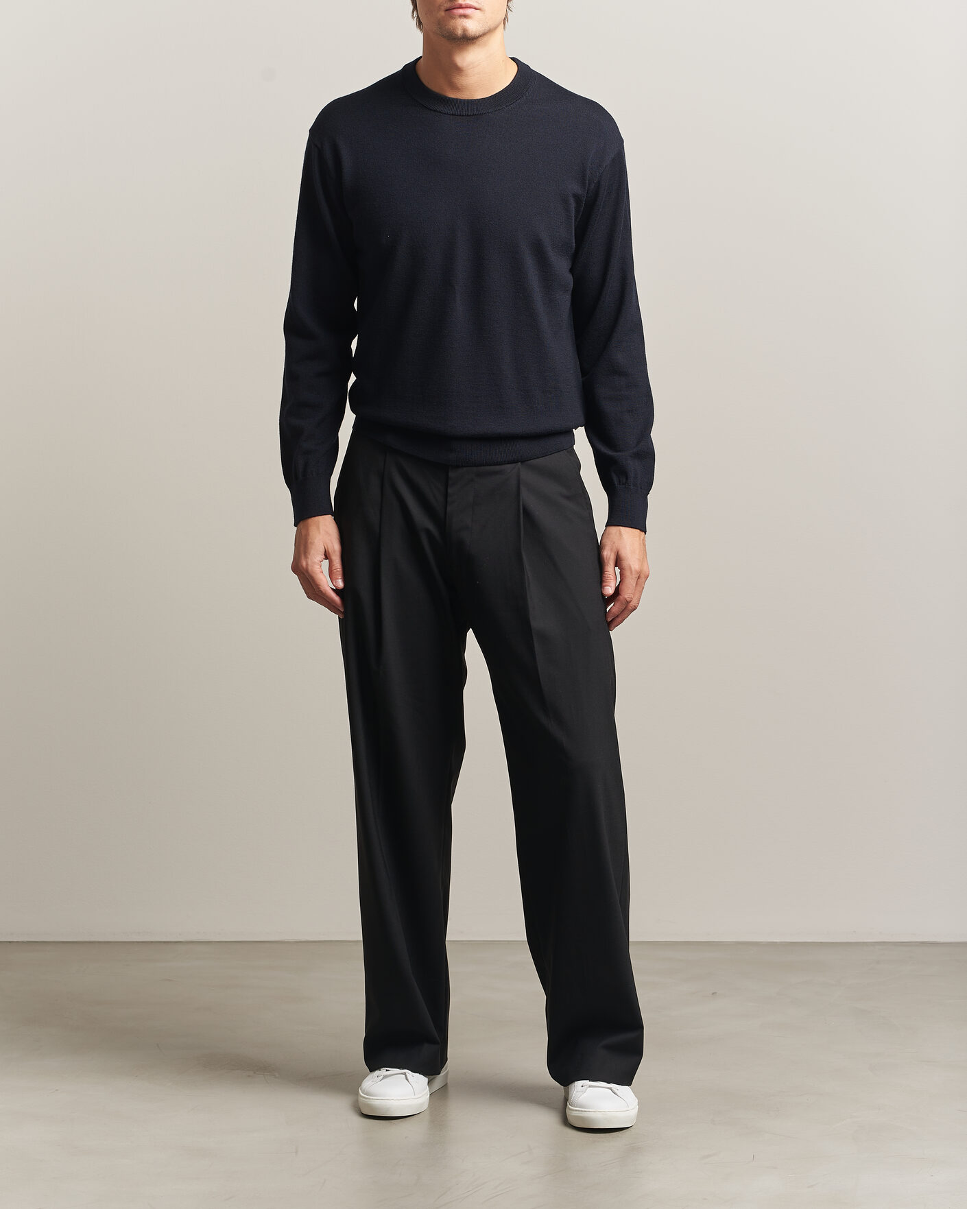 Mies | Puserot | NN07 | Nate Wool Knitted Crew Neck Deep Navy
