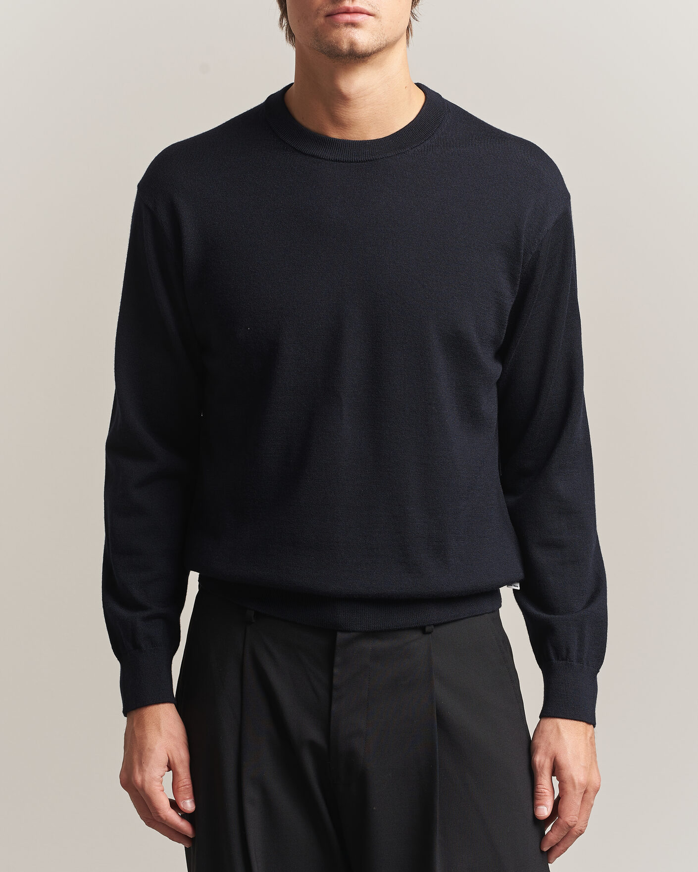 Mies | Puserot | NN07 | Nate Wool Knitted Crew Neck Deep Navy