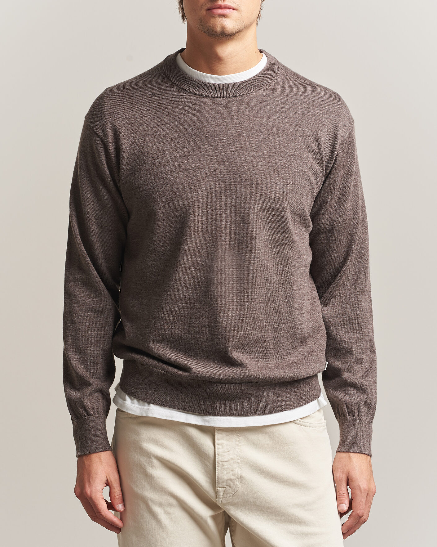 Mies | Puserot | NN07 | Nate Wool Knitted Crew Neck Mable Husk