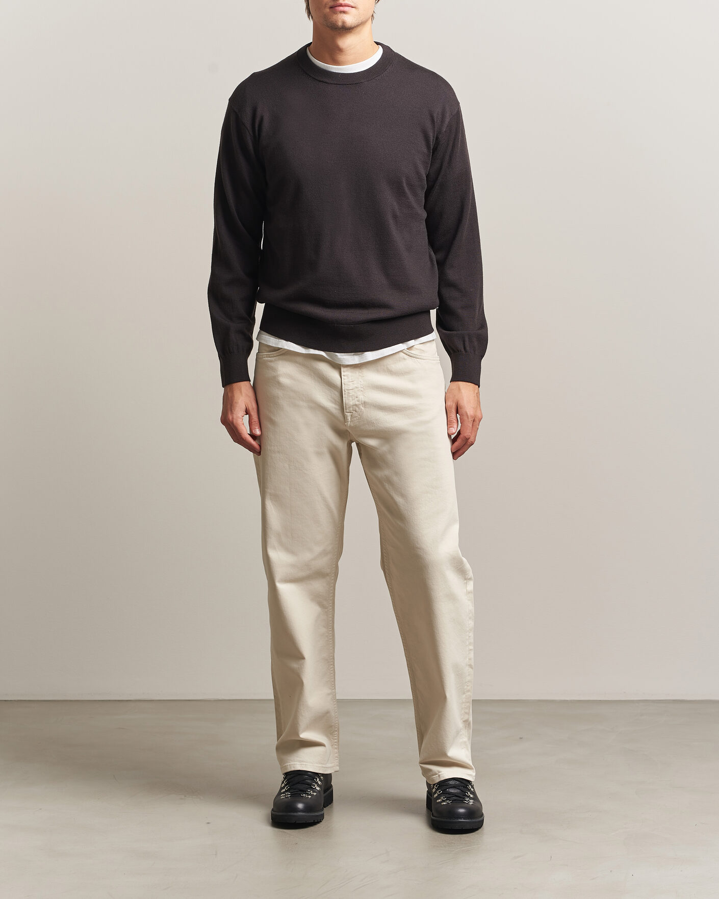 Mies | Puserot | NN07 | Nate Wool Knitted Crew Neck Deep Truffle