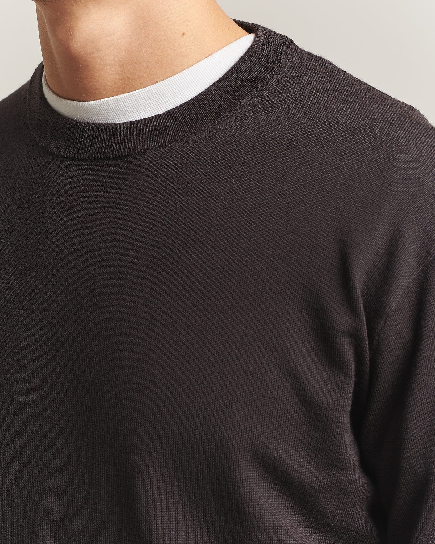 Mies | Puserot | NN07 | Nate Wool Knitted Crew Neck Deep Truffle