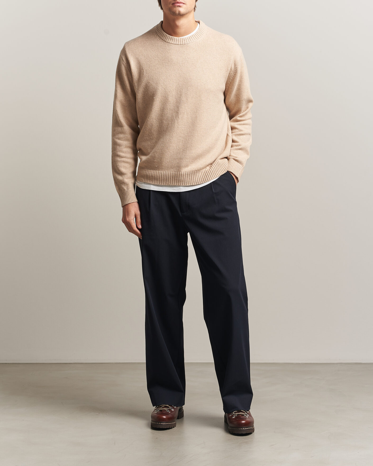 Mies | Puserot | NN07 | Russel Wool/Cotton Knitted Sweater Ecru