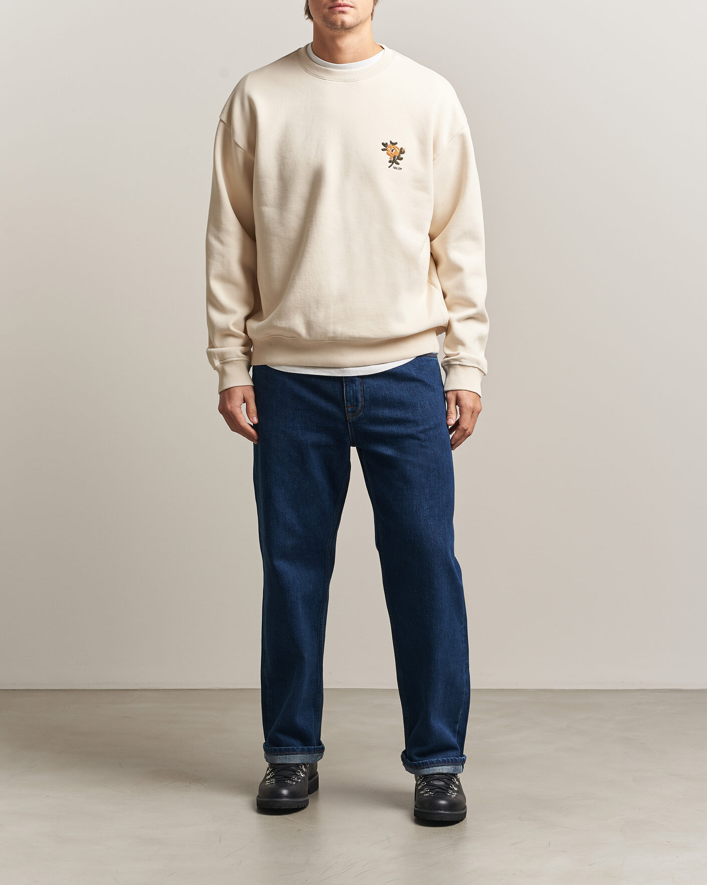Mies | Puserot | NN07 | David Embroidered Sweatshirt Ivory