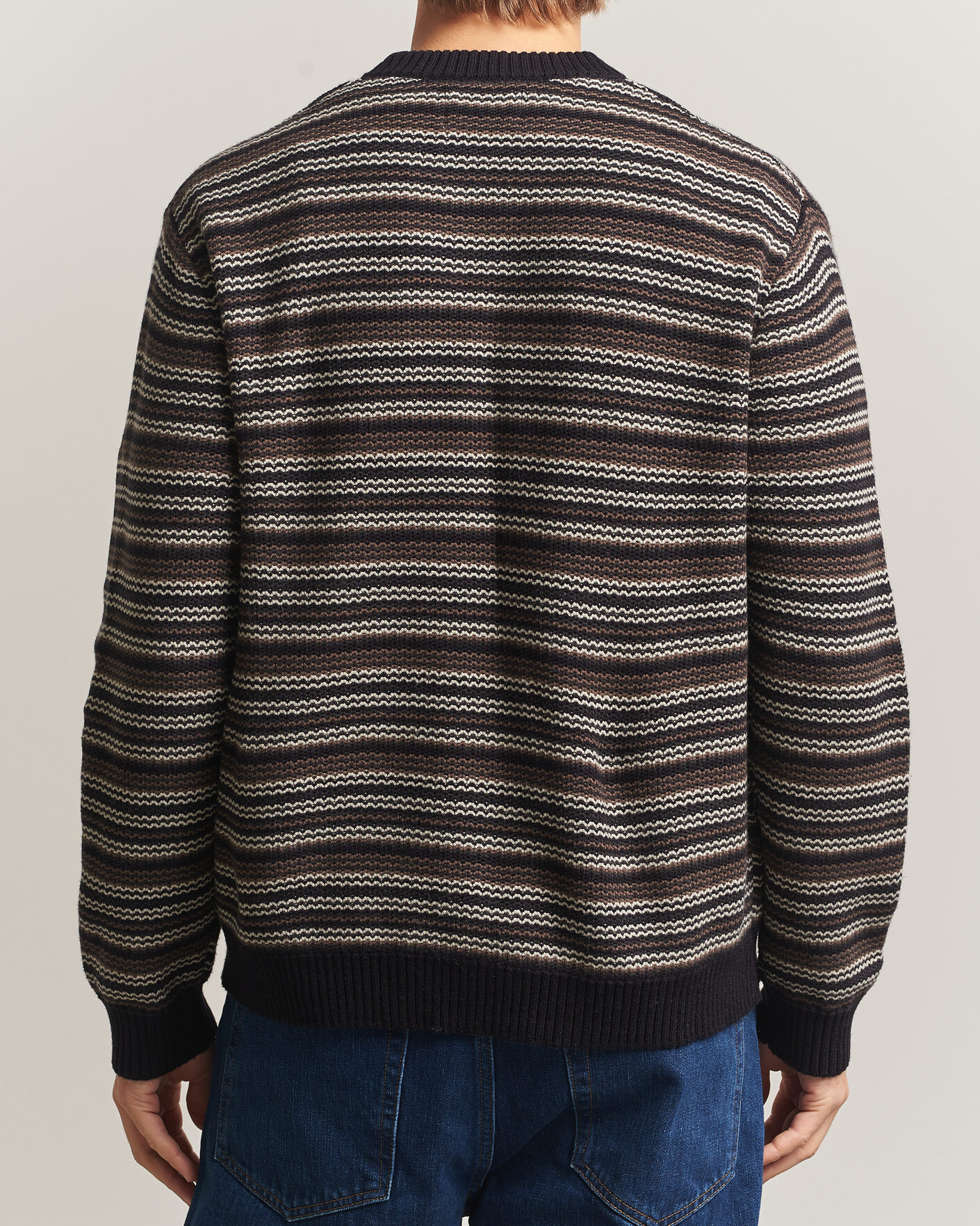 Mies | Puserot | NN07 | Russel Wool/Cotton Striped Sweater Black Multi