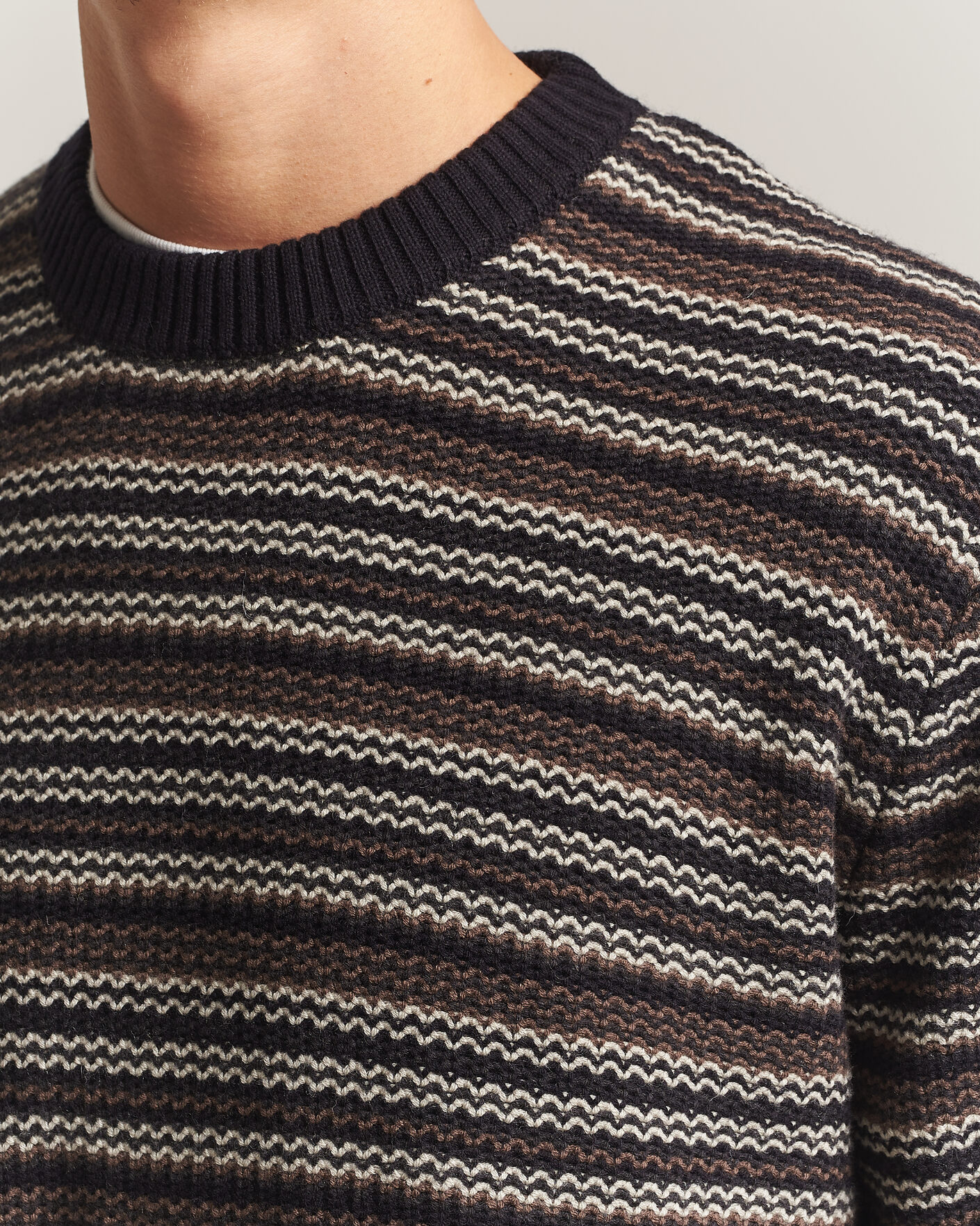 Mies | Puserot | NN07 | Russel Wool/Cotton Striped Sweater Black Multi