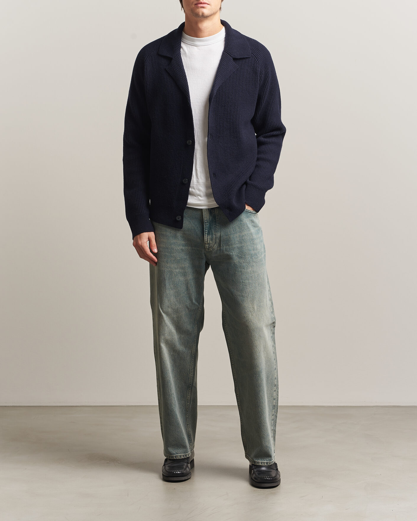 Mies | Puserot | NN07 | Shane Wool Knitted Cardigan Navy Blue