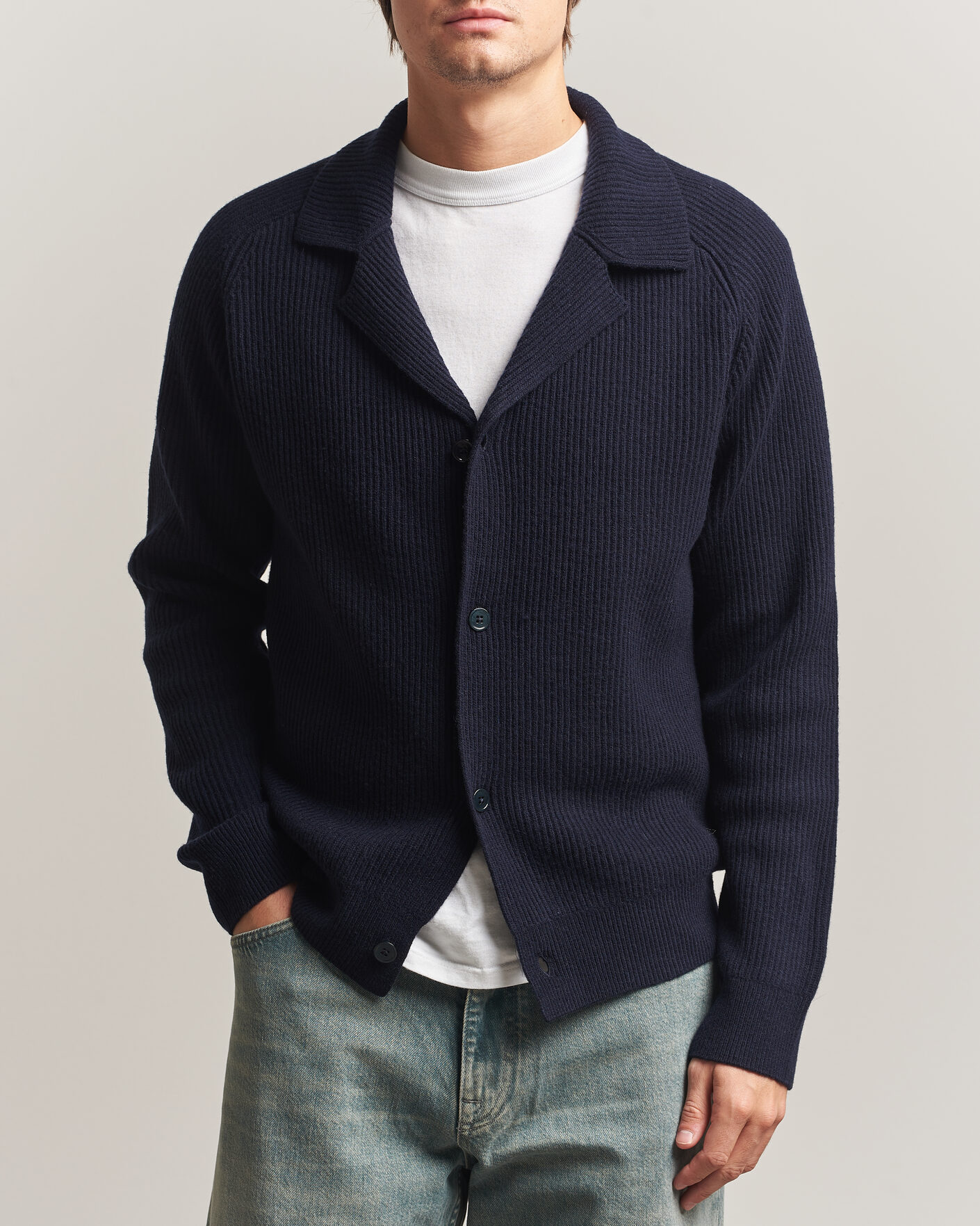 Mies | Puserot | NN07 | Shane Wool Knitted Cardigan Navy Blue