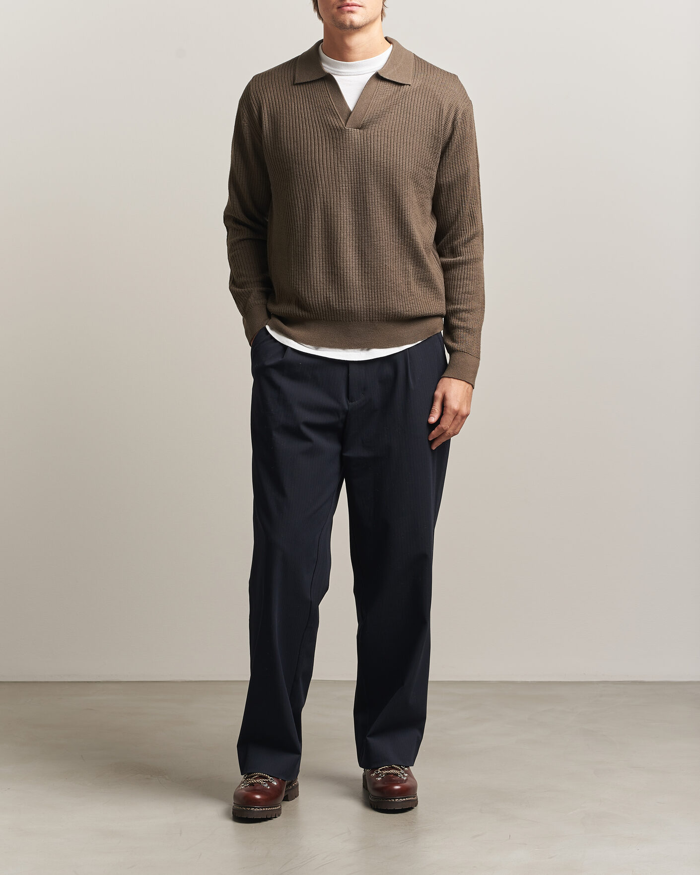 Mies | Puserot | NN07 | Nate Wool Knitted Polo Mable Husk