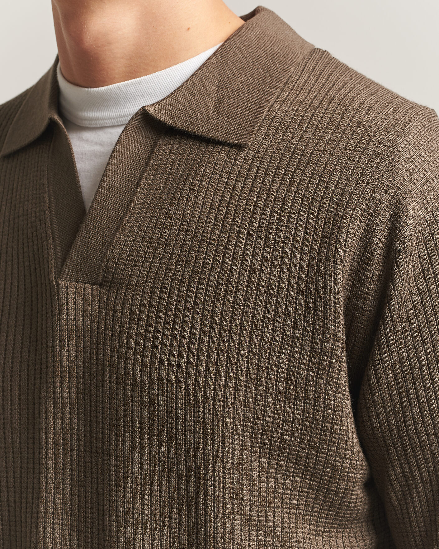 Mies | Puserot | NN07 | Nate Wool Knitted Polo Mable Husk