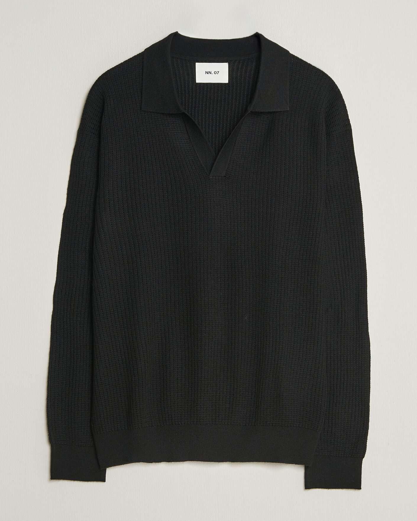 Mies | Puserot | NN07 | Nate Wool Knitted Polo Black