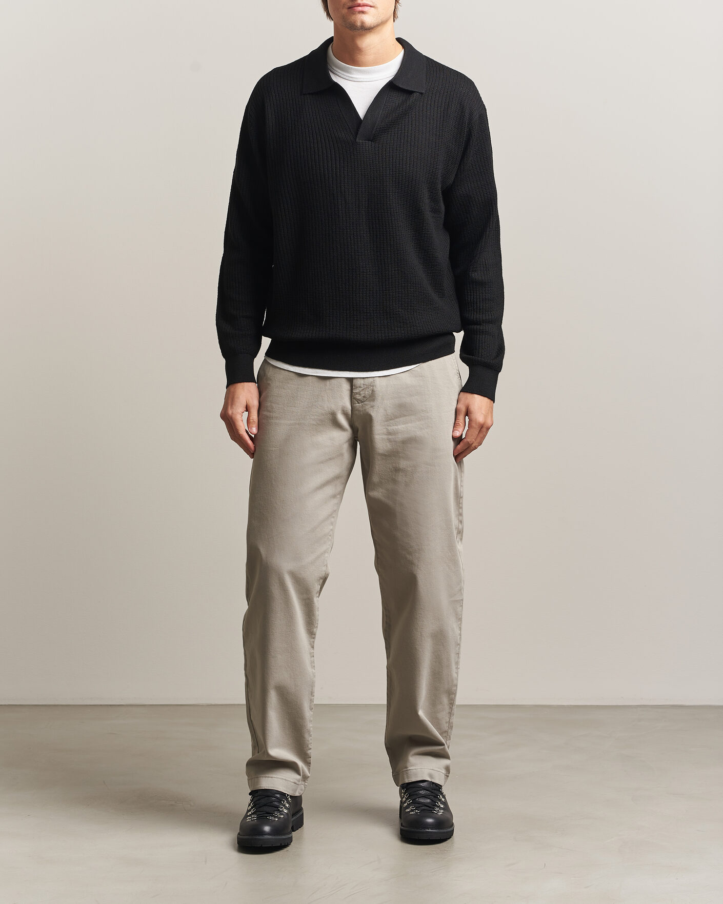 Mies | Puserot | NN07 | Nate Wool Knitted Polo Black