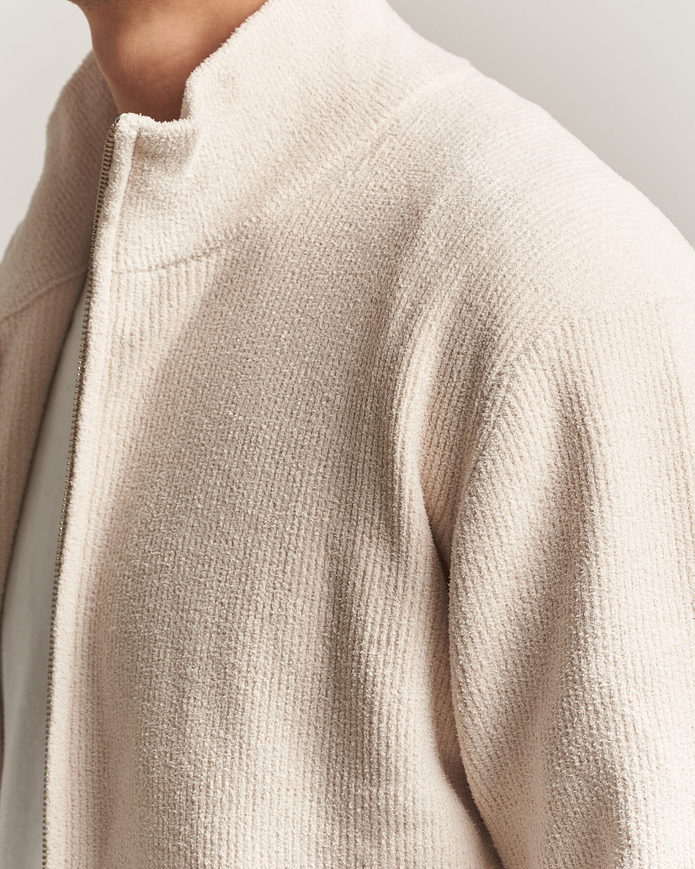 Mies | Puserot | NN07 | Danny Rib Knitted Full Zip Ivory
