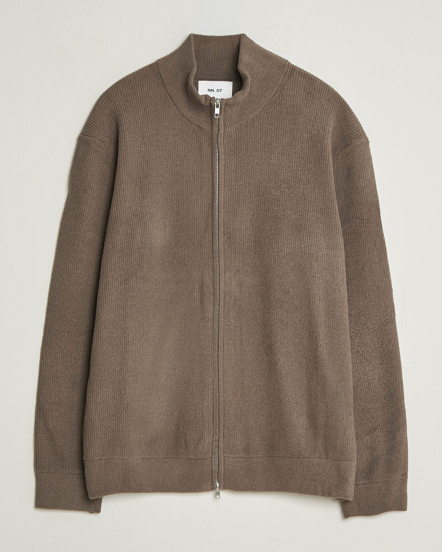 Mies | Puserot | NN07 | Danny Rib Knitted Full Zip Mable Husk