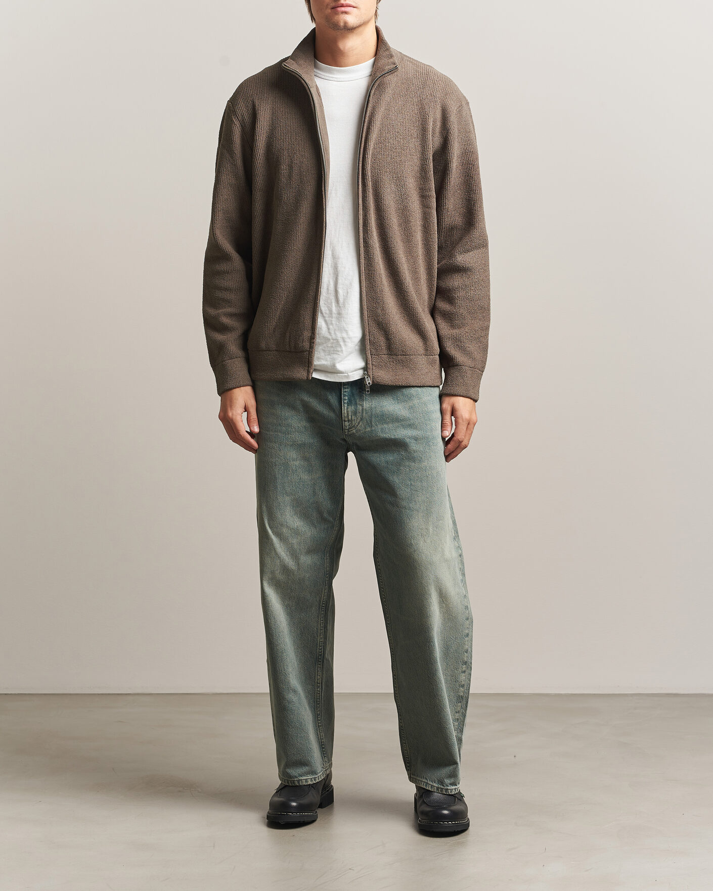Mies | Puserot | NN07 | Danny Rib Knitted Full Zip Mable Husk