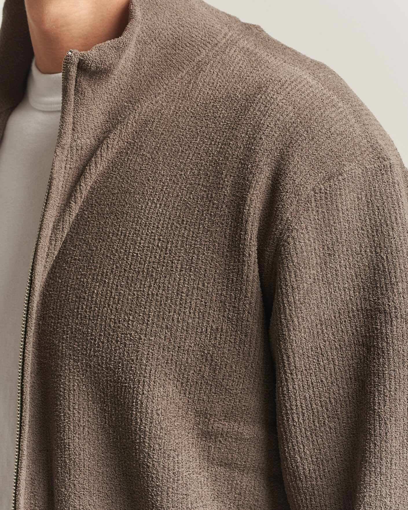 Mies | Puserot | NN07 | Danny Rib Knitted Full Zip Mable Husk