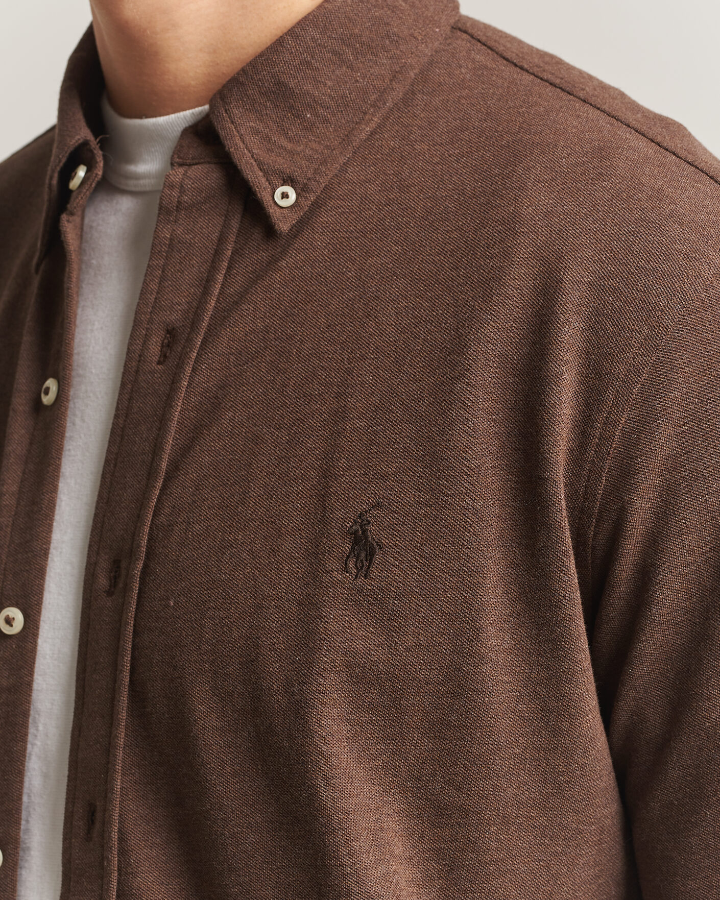 Mies | Pikeet | Polo Ralph Lauren | Featherweight Mesh Shirt Nutmeg Brown Heather