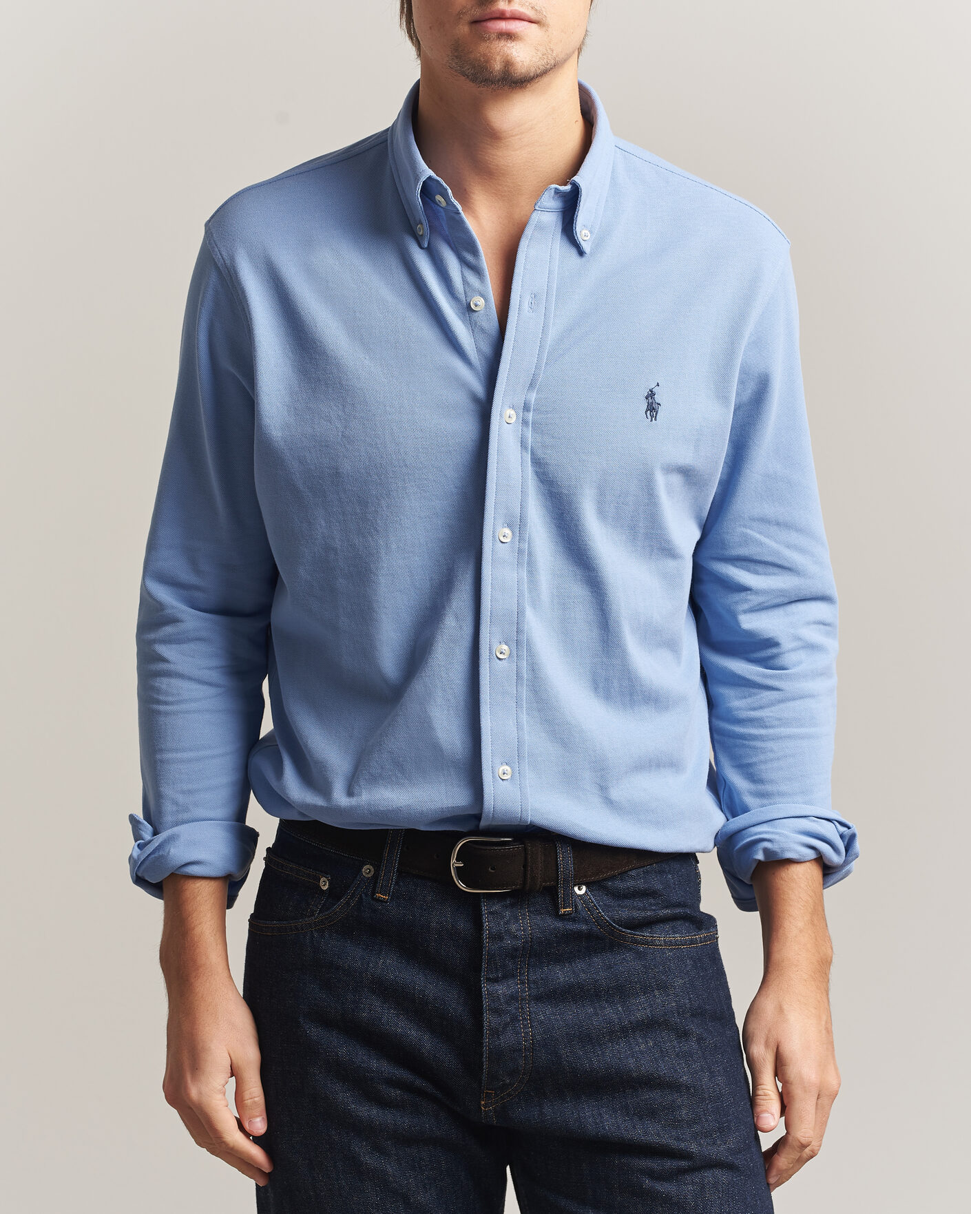 Mies | Pikeet | Polo Ralph Lauren | Featherweight Mesh Shirt Dress Shirt Blue