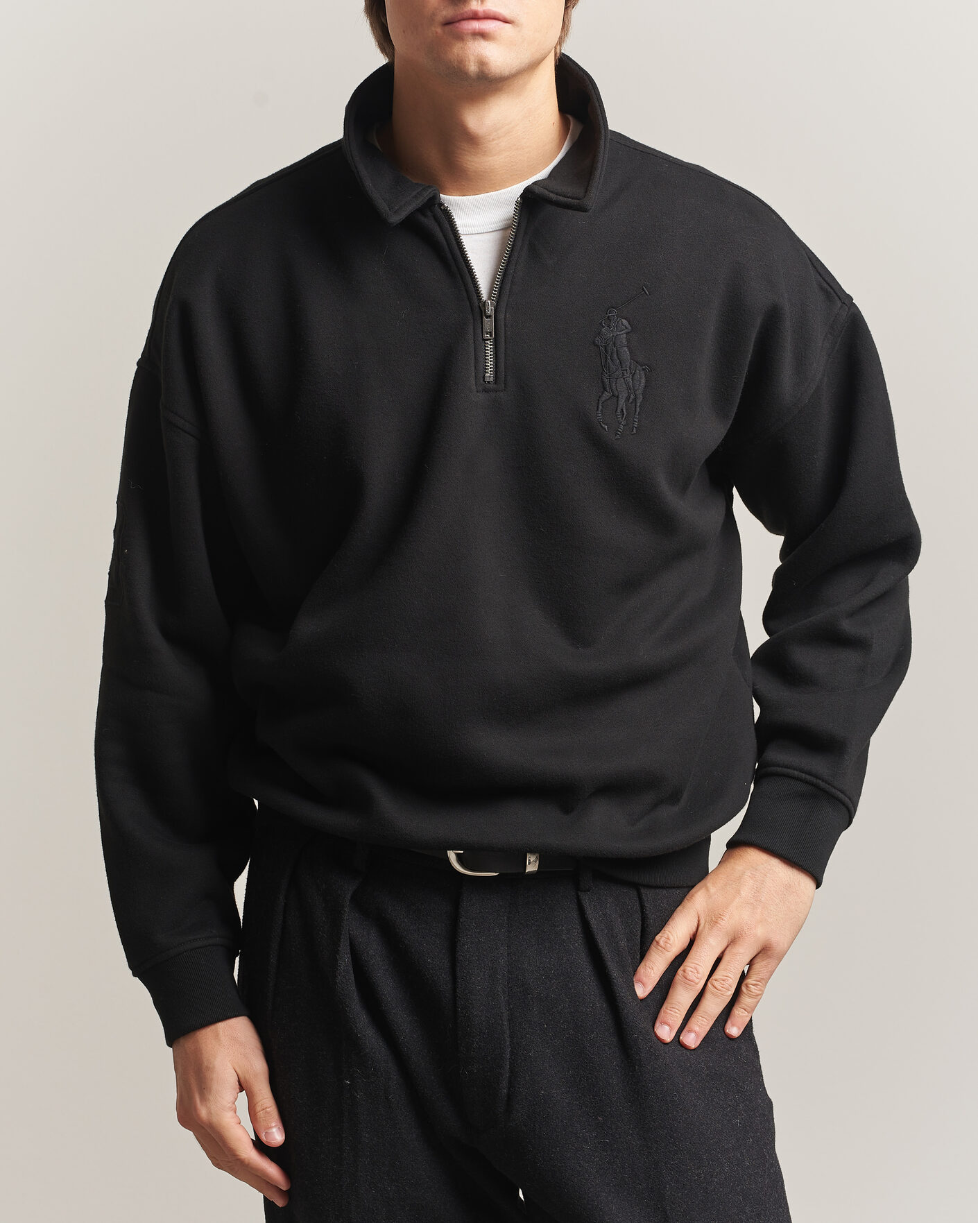 Mies | Puserot | Polo Ralph Lauren | Heavy Weight Half Zip Fleece Polo Black