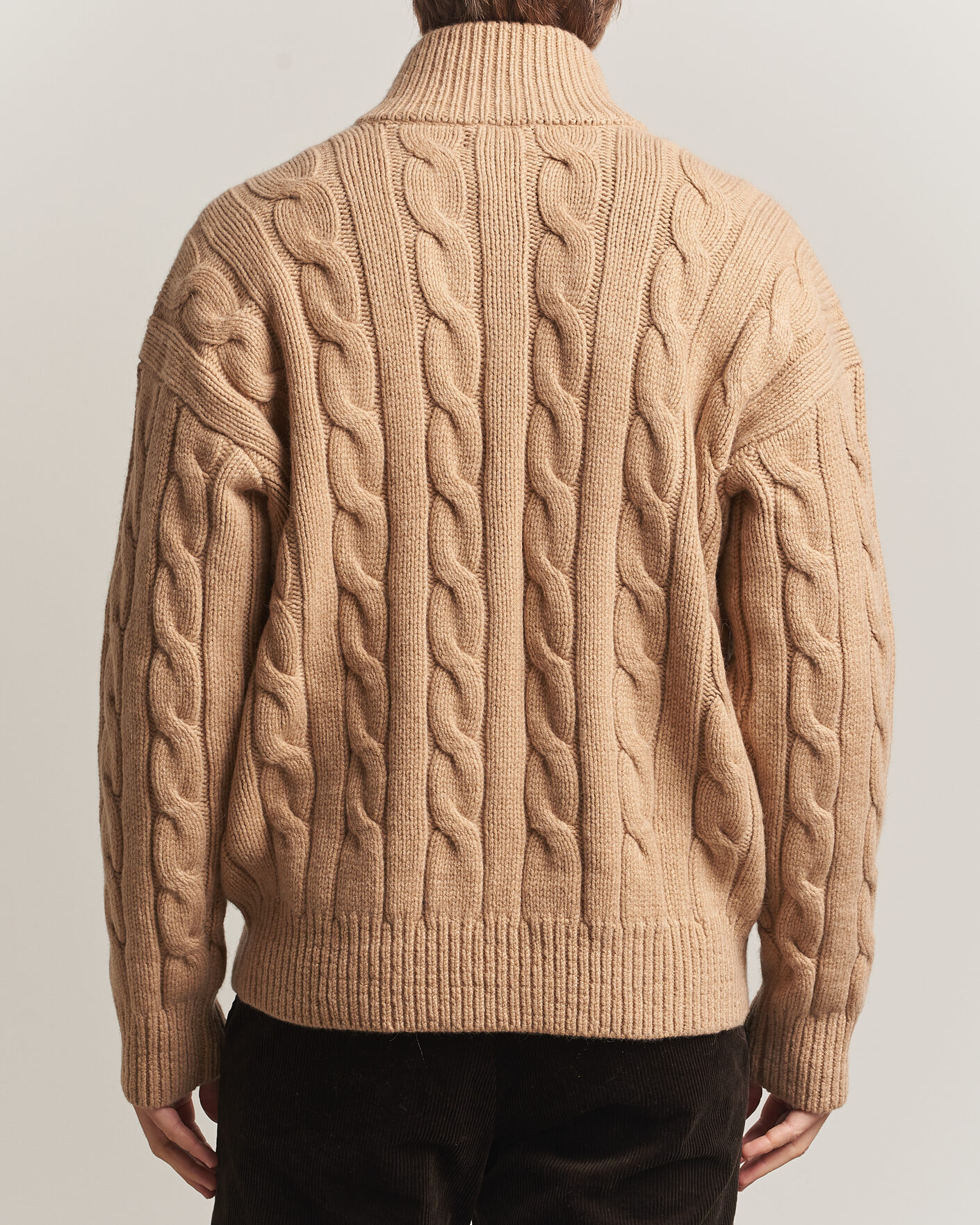 Mies | Puserot | Polo Ralph Lauren | Wool/Alpaca Cable Full-Zip Camel Melange