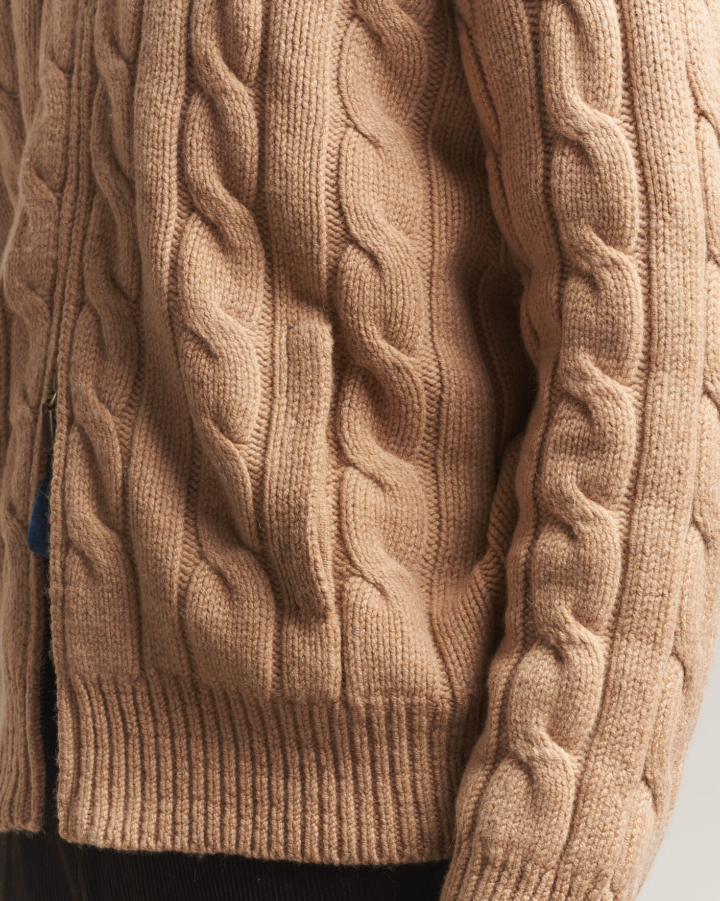 Mies | Puserot | Polo Ralph Lauren | Wool/Alpaca Cable Full-Zip Camel Melange