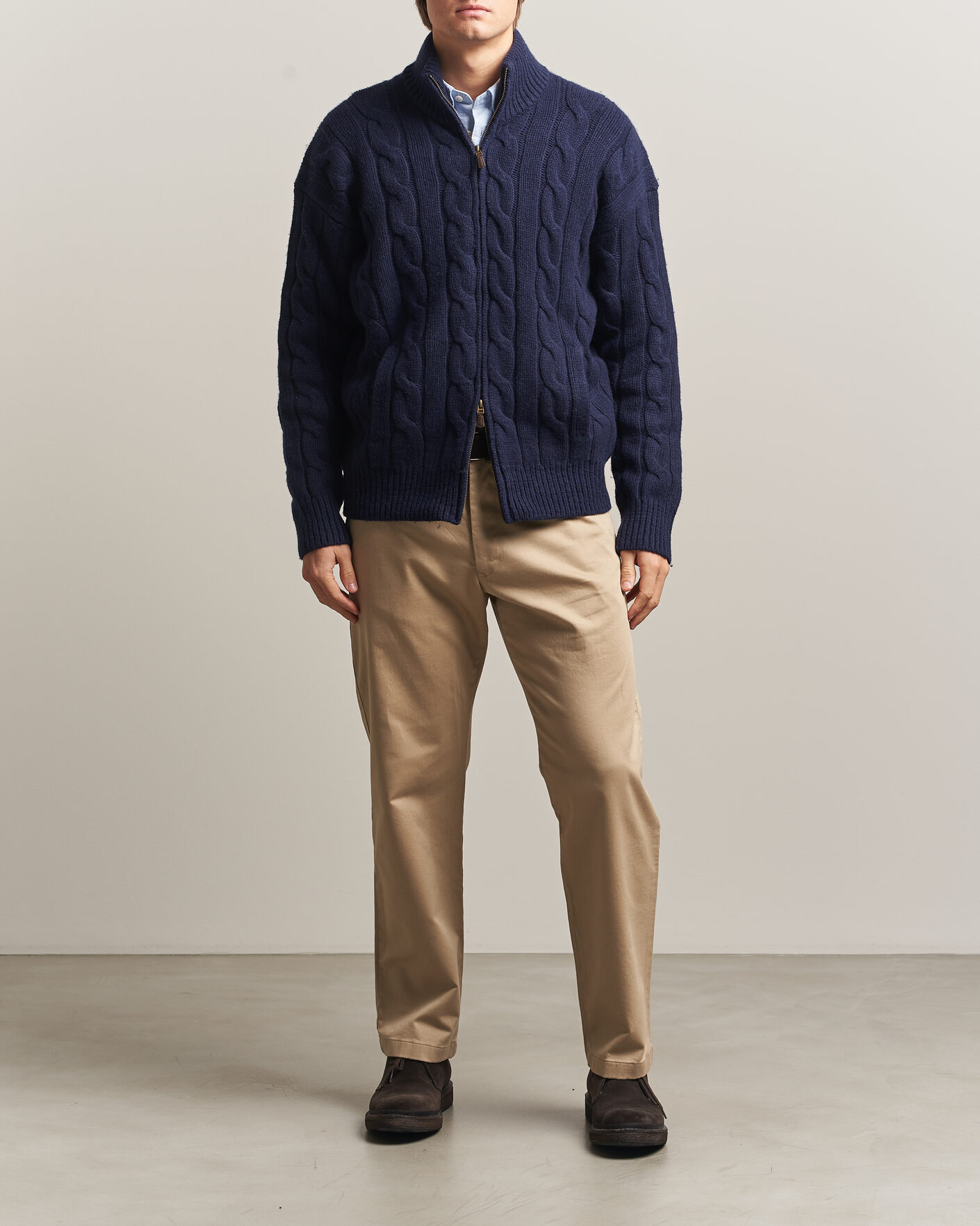 Mies | Puserot | Polo Ralph Lauren | Wool/Alpaca Cable Full-Zip Hunter Navy