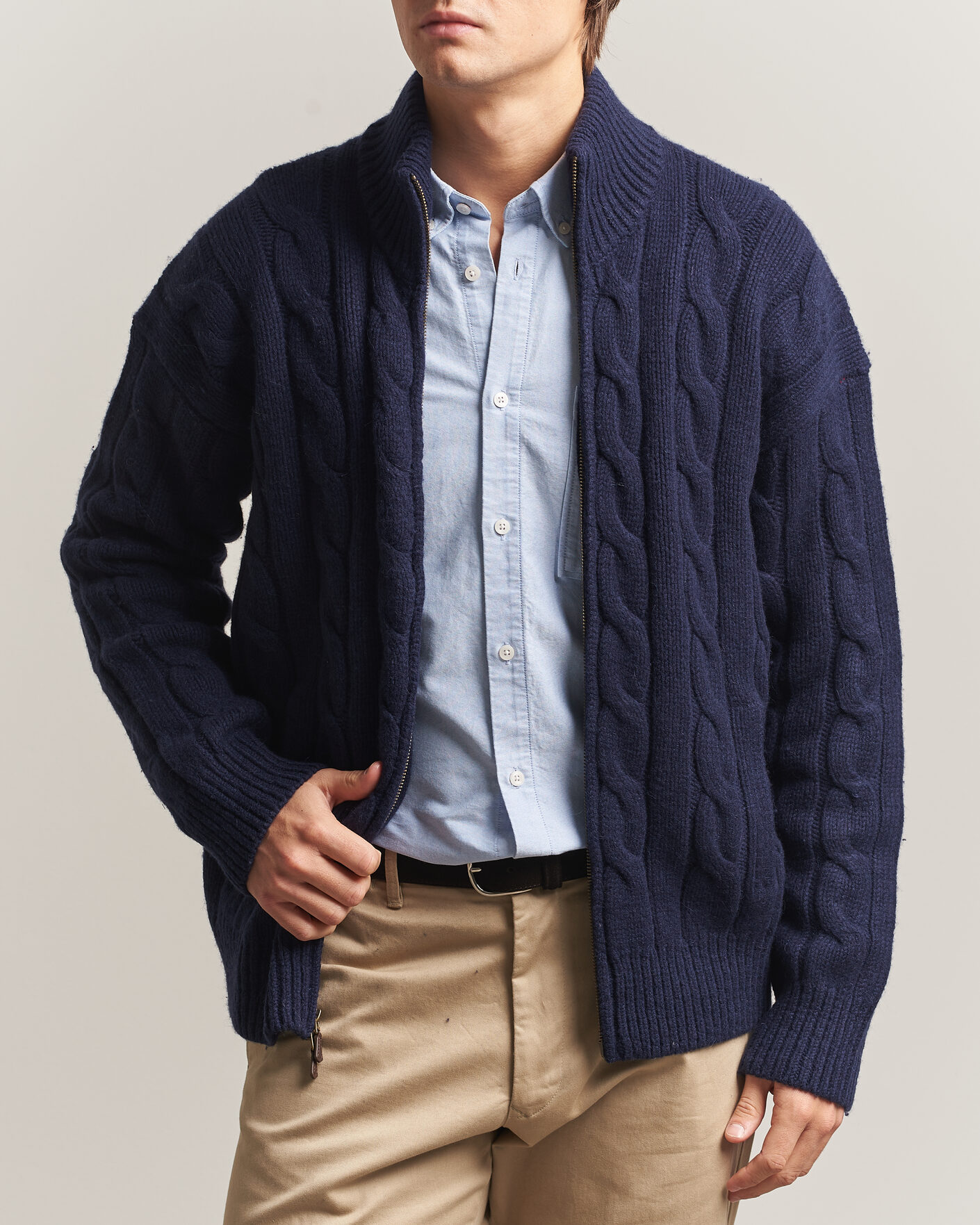 Mies | Puserot | Polo Ralph Lauren | Wool/Alpaca Cable Full-Zip Hunter Navy