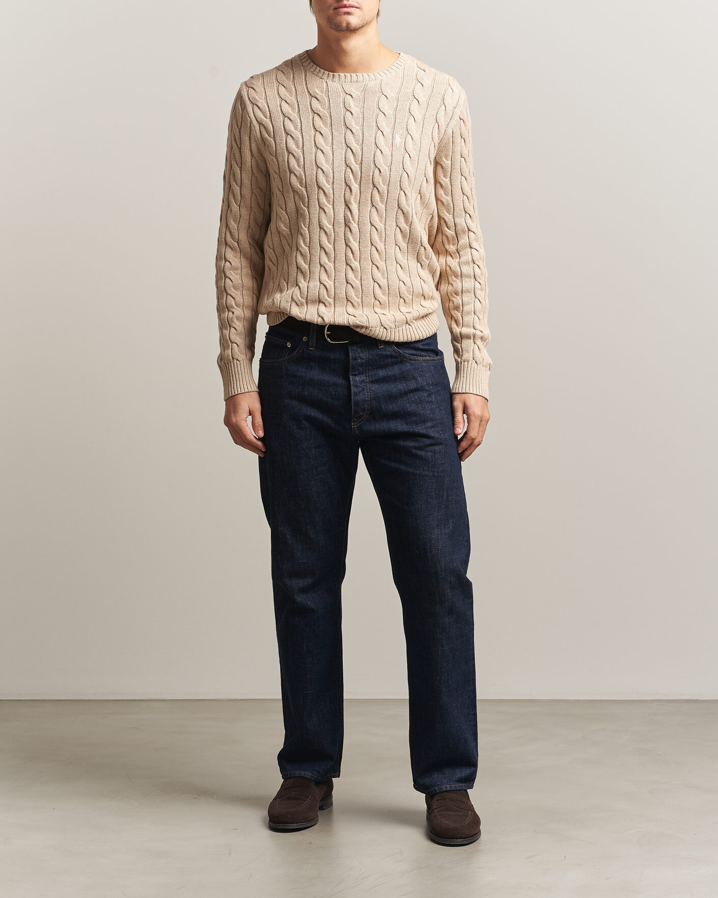 Mies | Puserot | Polo Ralph Lauren | Cotton Cable Pullover Jicama Brown Heather