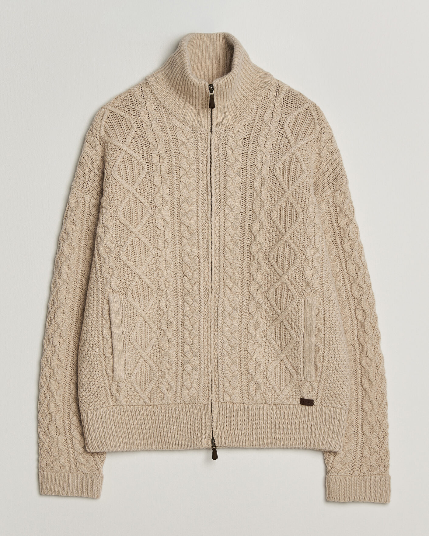 Mies | Puserot | Polo Ralph Lauren | Wool/Alpaca Aran Full-Zip Jicama Brown Heather