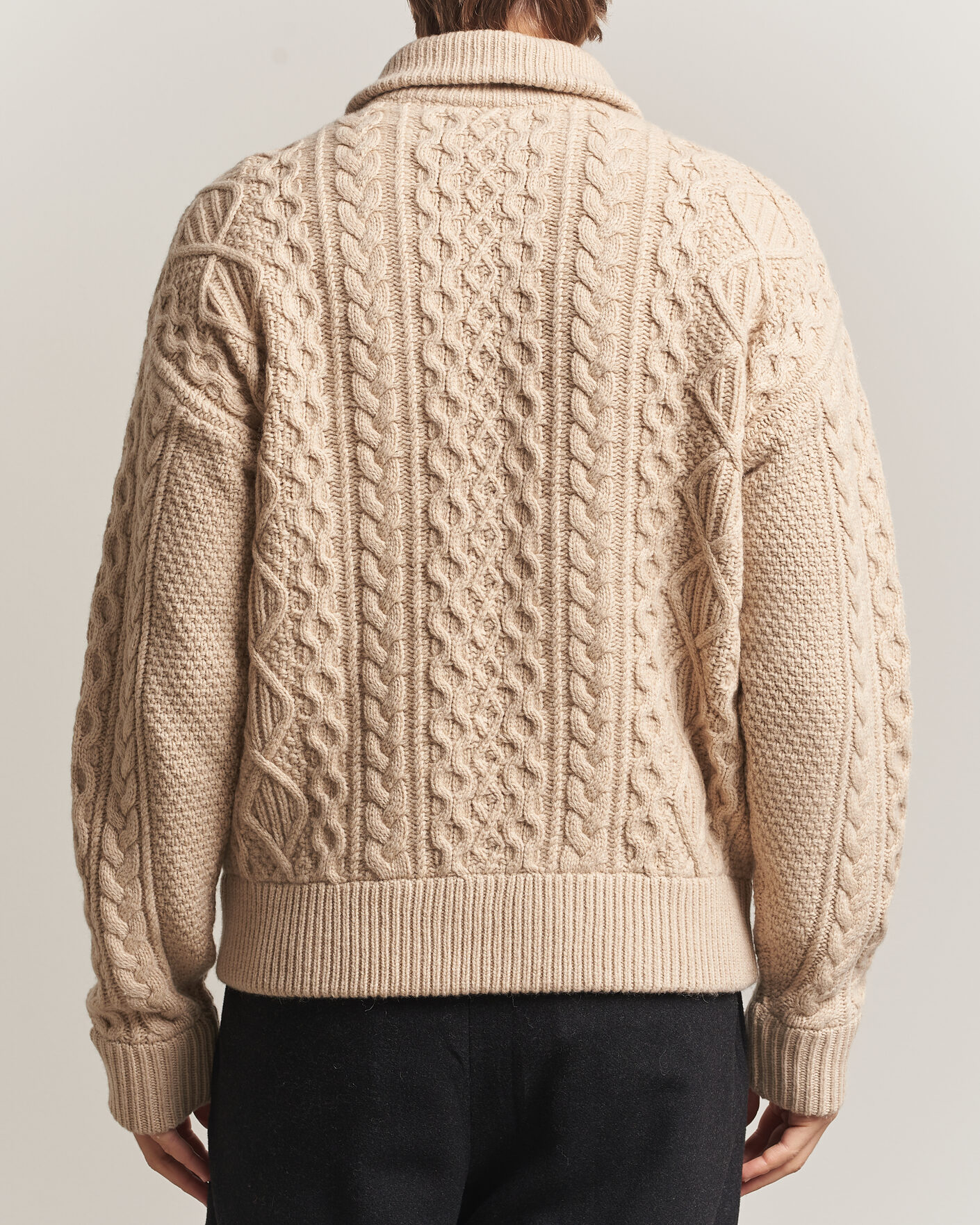 Mies | Puserot | Polo Ralph Lauren | Wool/Alpaca Aran Full-Zip Jicama Brown Heather