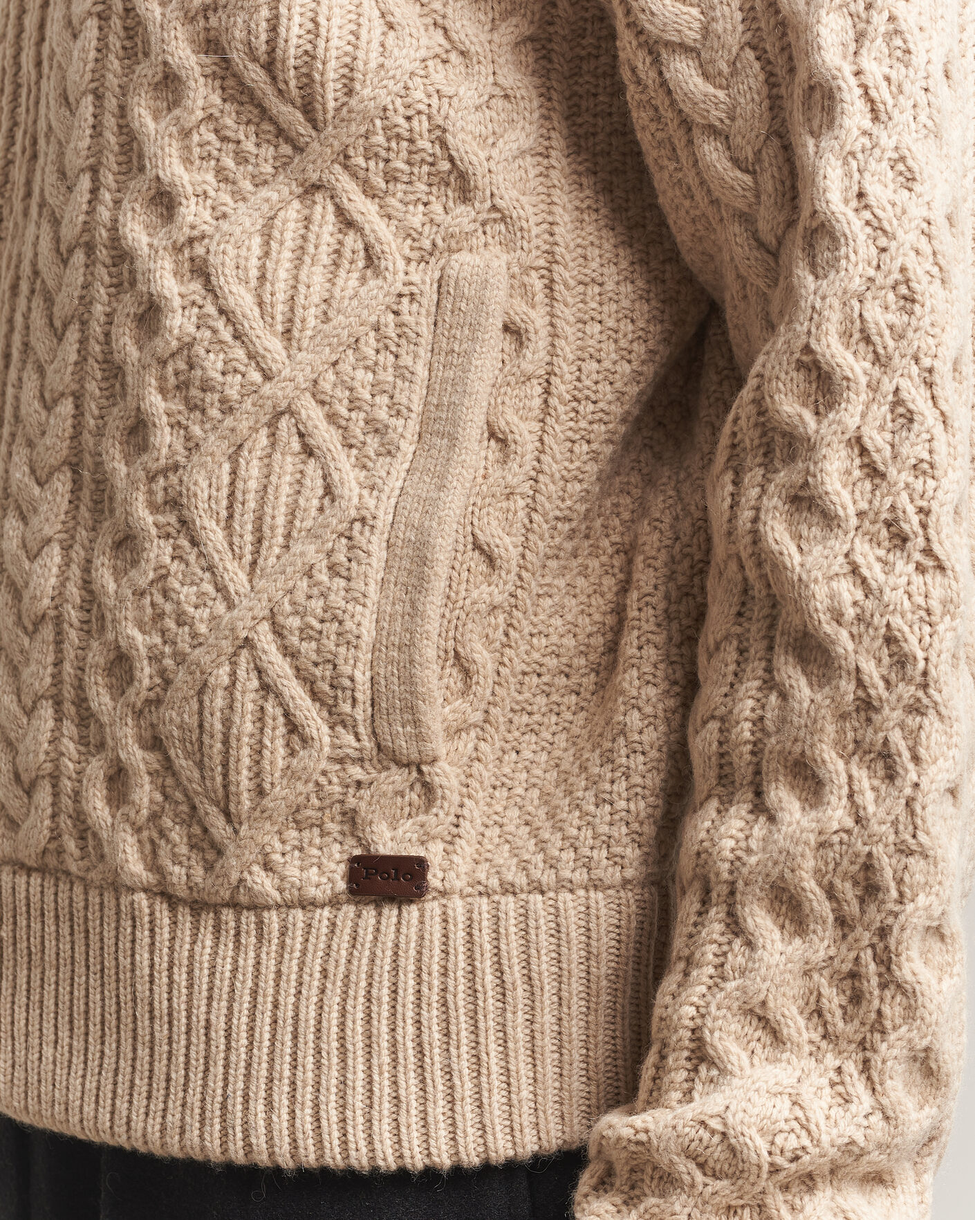 Mies | Puserot | Polo Ralph Lauren | Wool/Alpaca Aran Full-Zip Jicama Brown Heather
