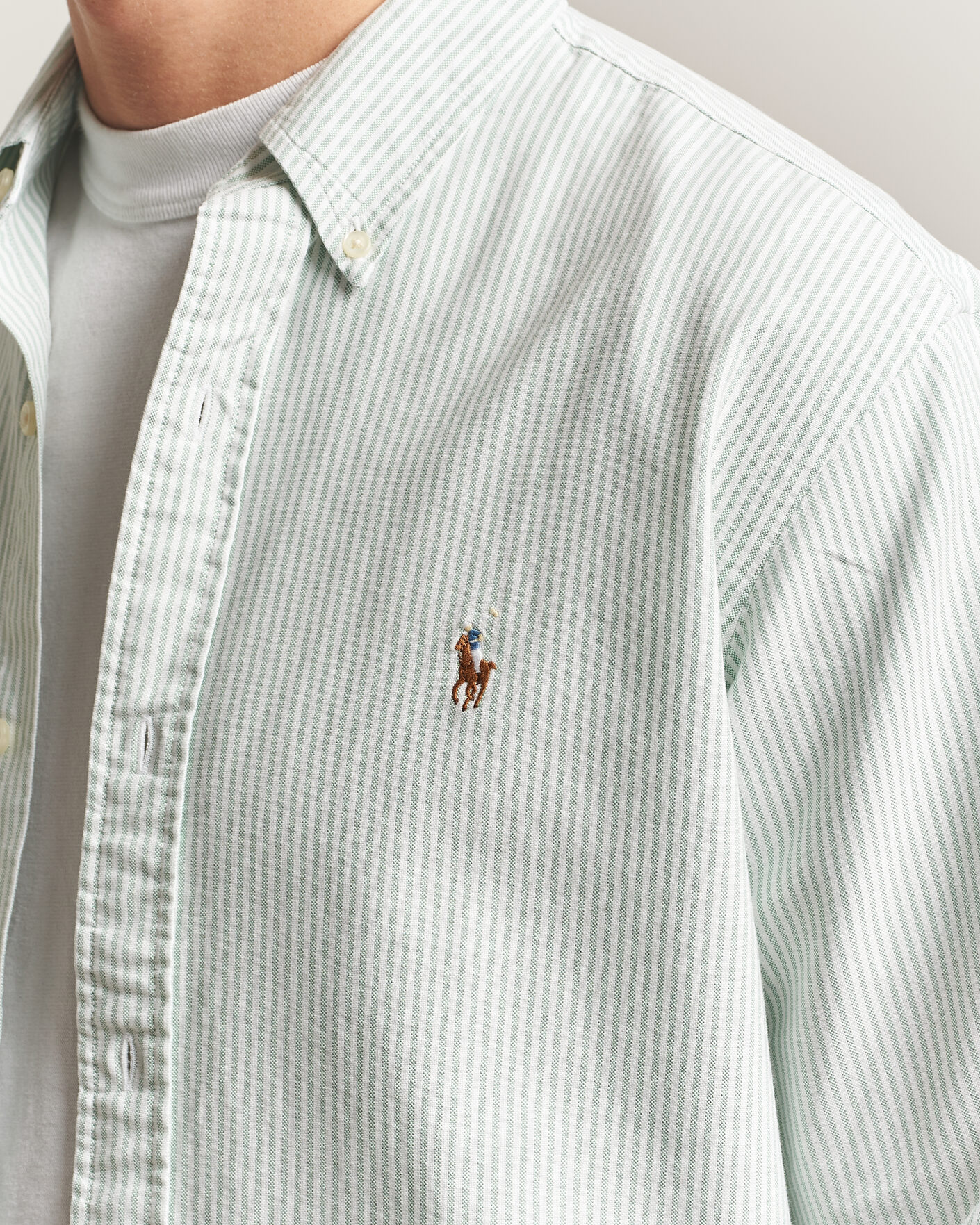 Mies | Kauluspaidat | Polo Ralph Lauren | Custom Slim Fit Oxford Shirt Pistachio/White