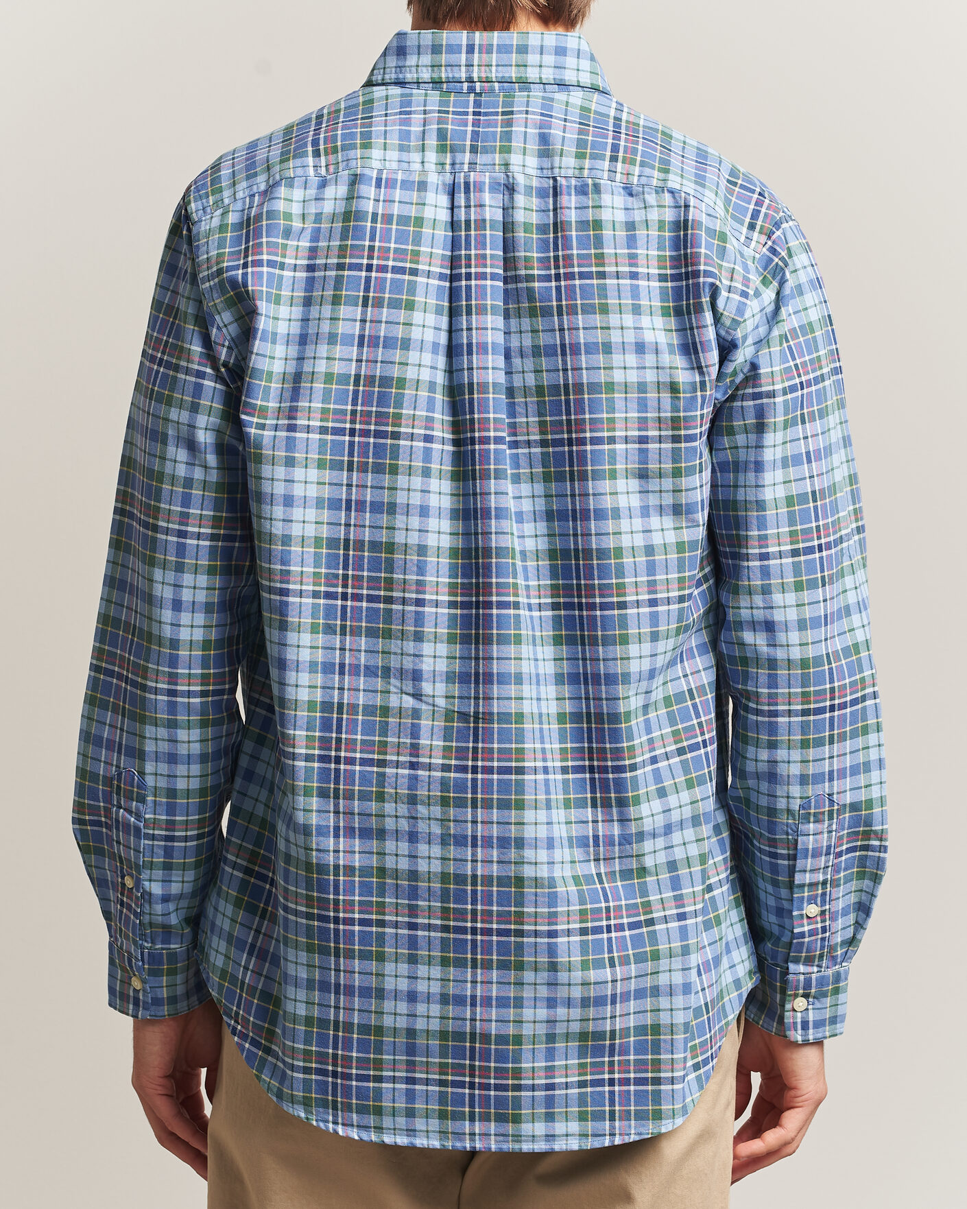Mies | Kauluspaidat | Polo Ralph Lauren | Custom Slim Fit Check Oxford Shirt Blue Dusty/Green