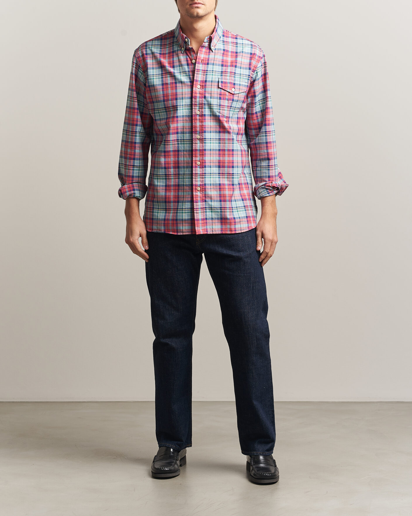 Mies | Kauluspaidat | Polo Ralph Lauren | Classic Fit Checked Oxford Sport Shirt Red Dusty Blue