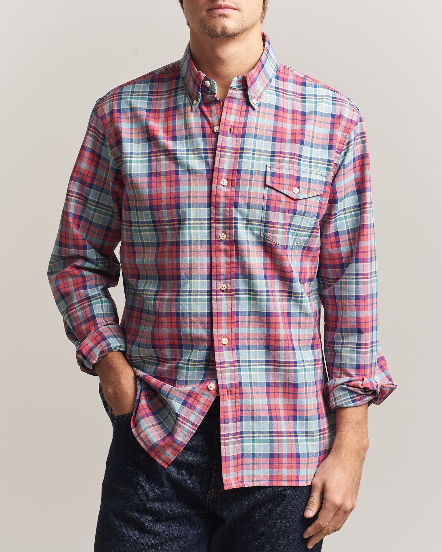 Mies | Kauluspaidat | Polo Ralph Lauren | Classic Fit Checked Oxford Sport Shirt Red Dusty Blue